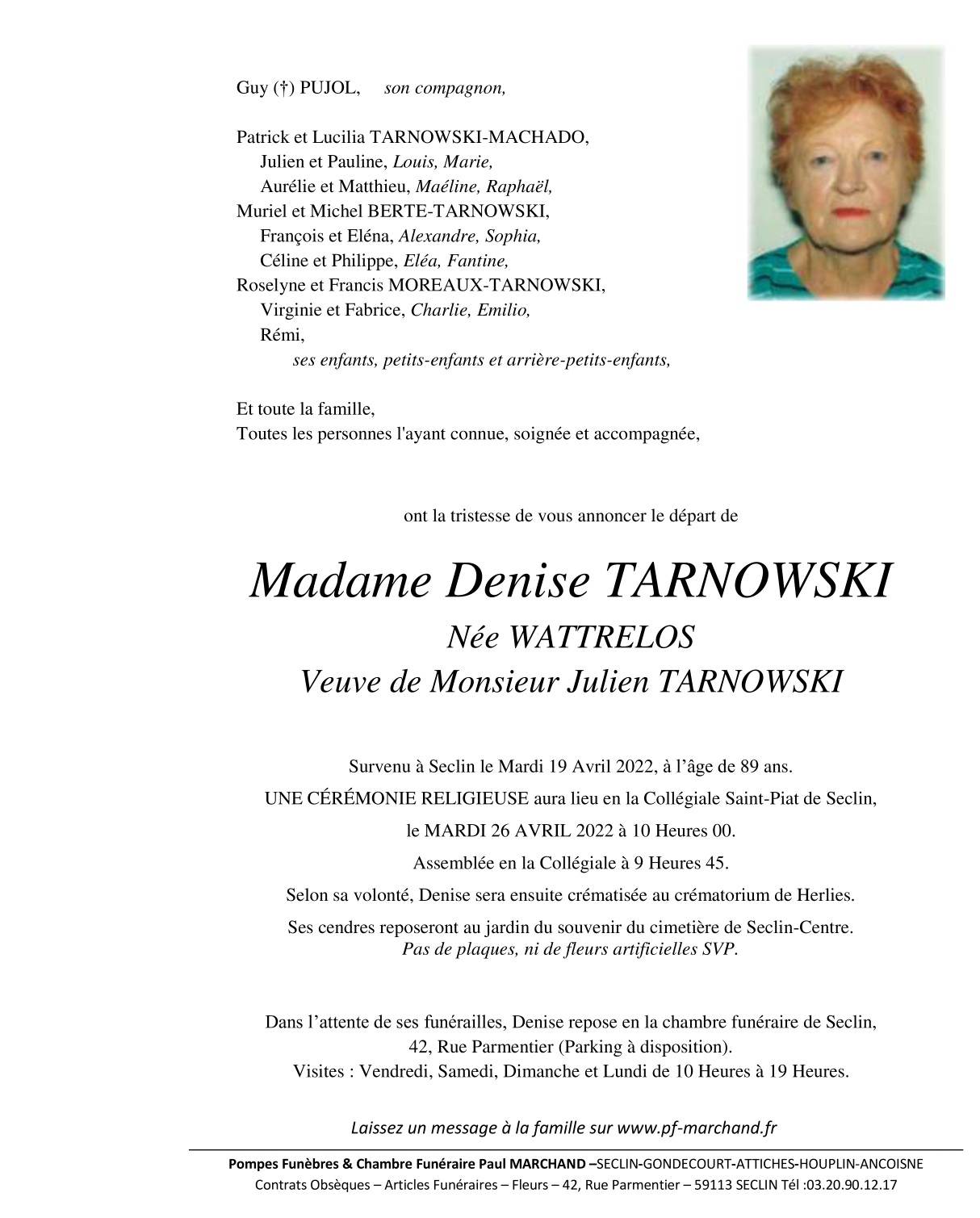 Image Pour voir le faire-part de Denise CLIQUEZ-ICI
