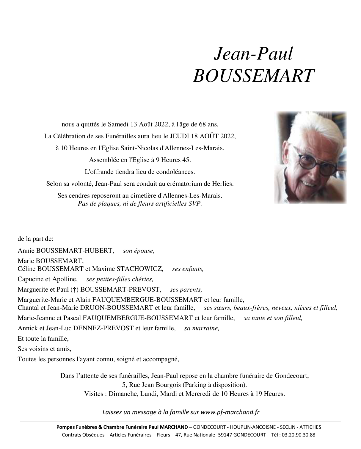 Image Pour voir le faire-part de Jean-Paul Cliquez-ici