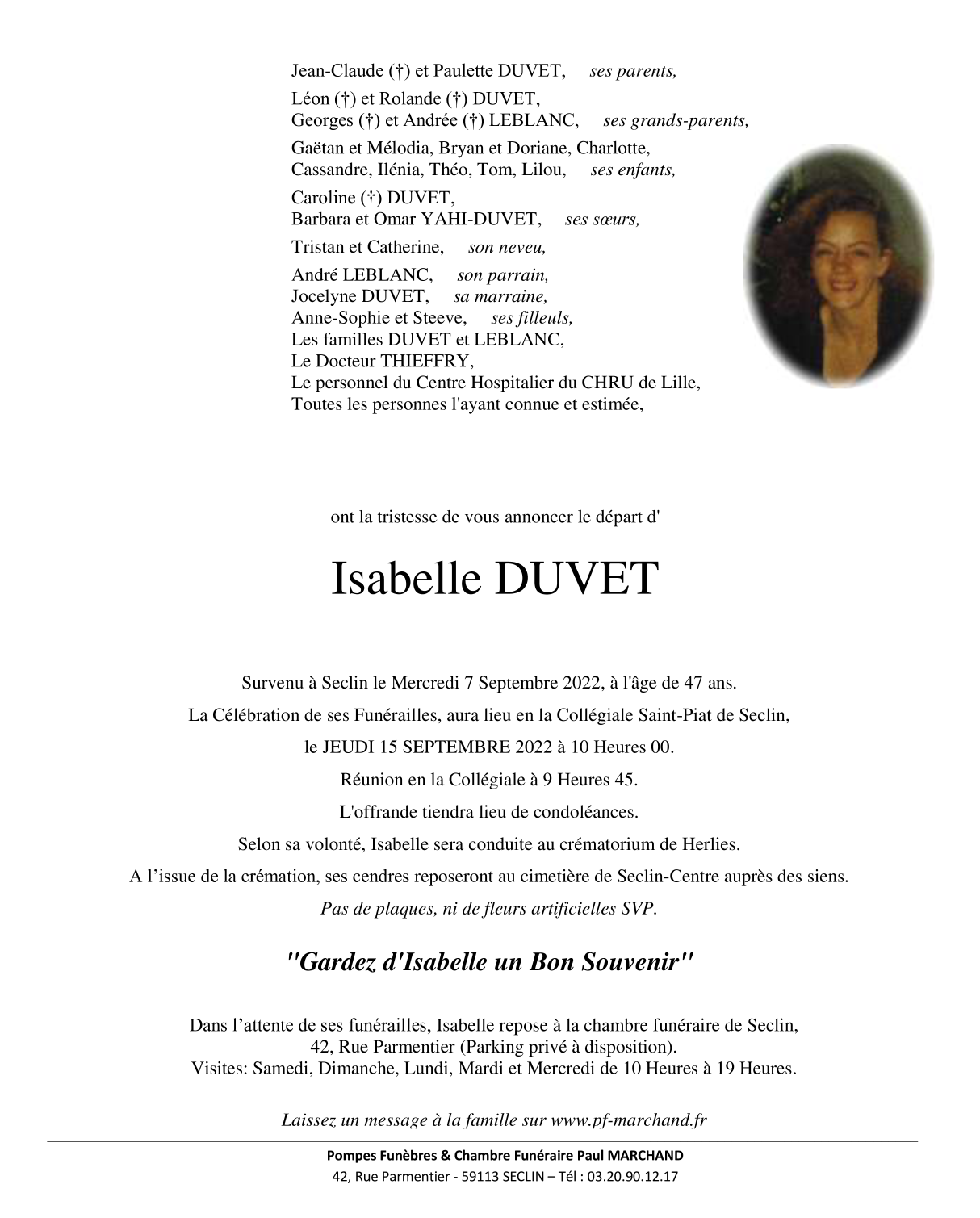 Image Pour voir le faire-part d'Isabelle Cliquez-ici