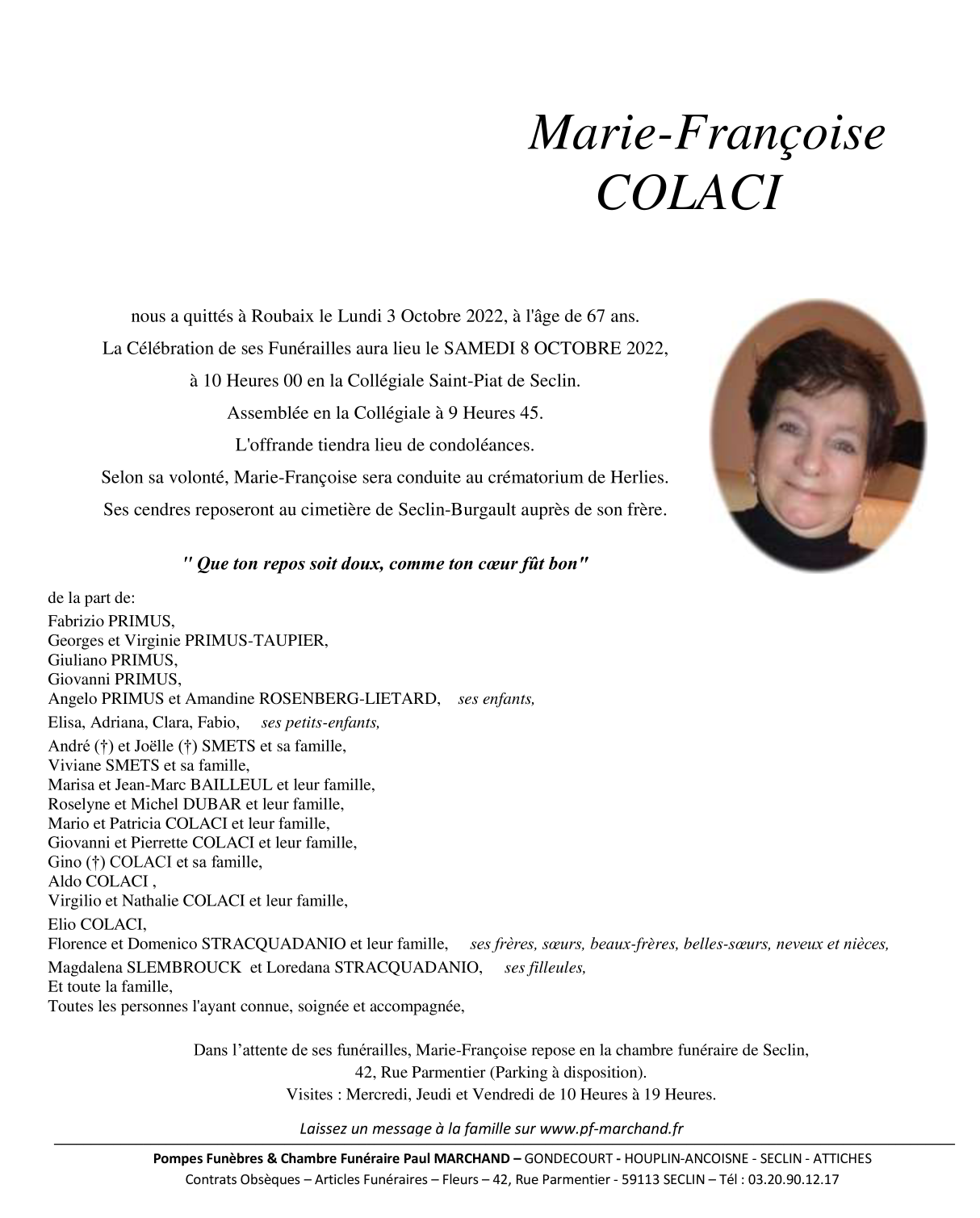 Image Pour voir le faire-part de Marie-Françoise Cliquez-ici