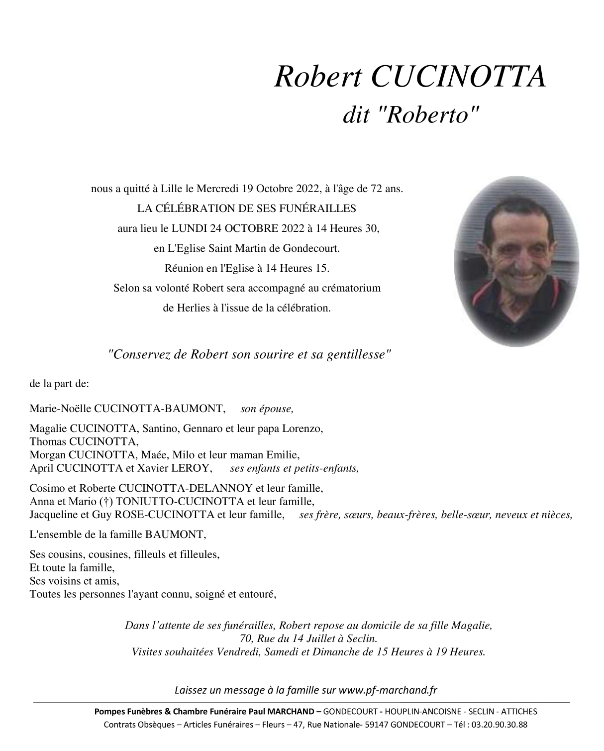 Image Pour voir le faire-part de Robert Cliquez-ici