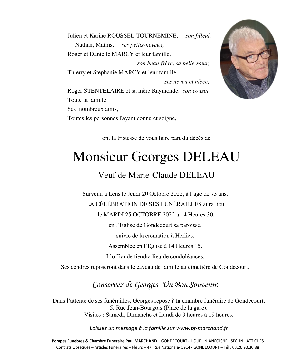 Image Pour voir le faire-part de Georges Cliquez-ici