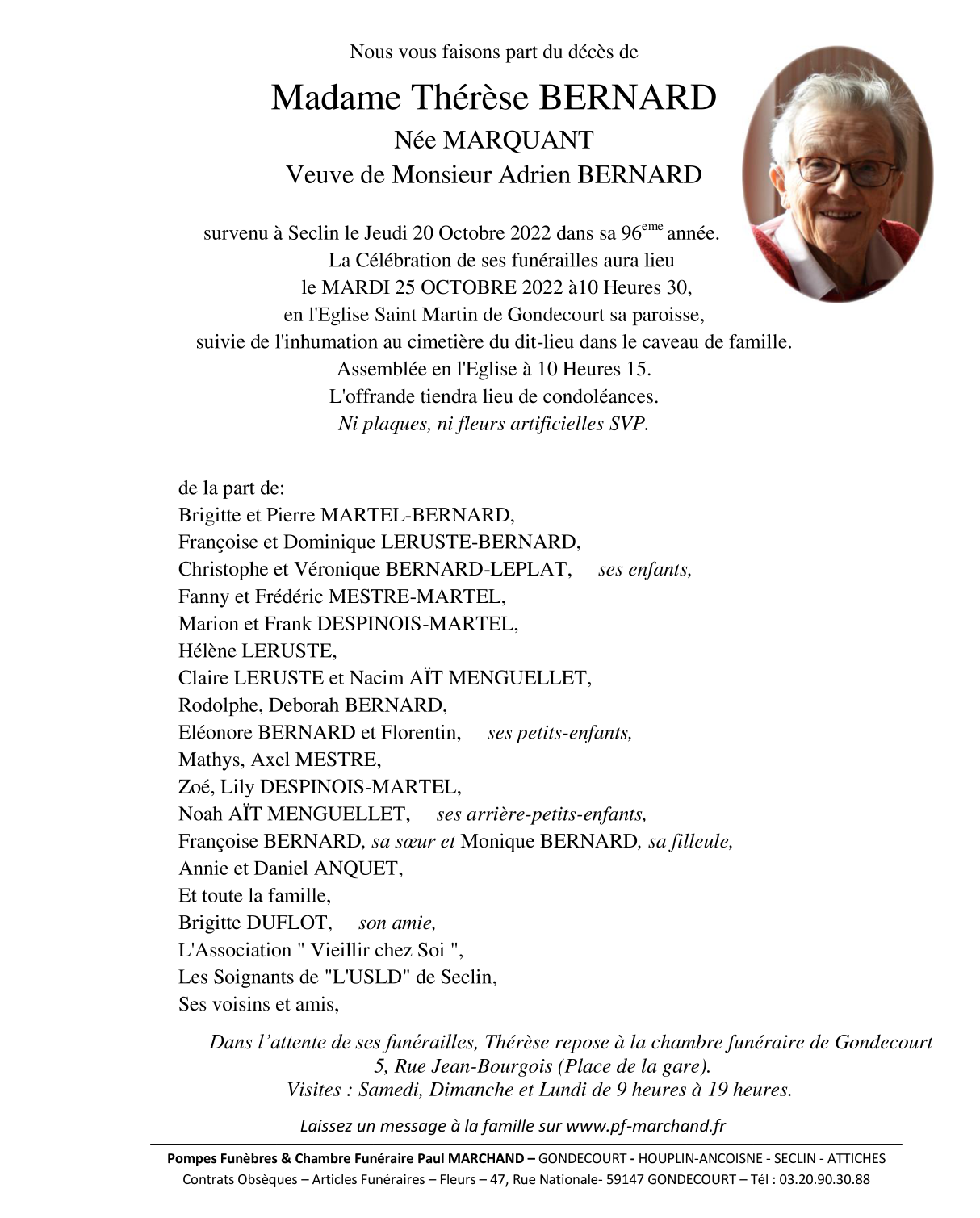 Image Annonce nécrologique de Thérèse BERNARD