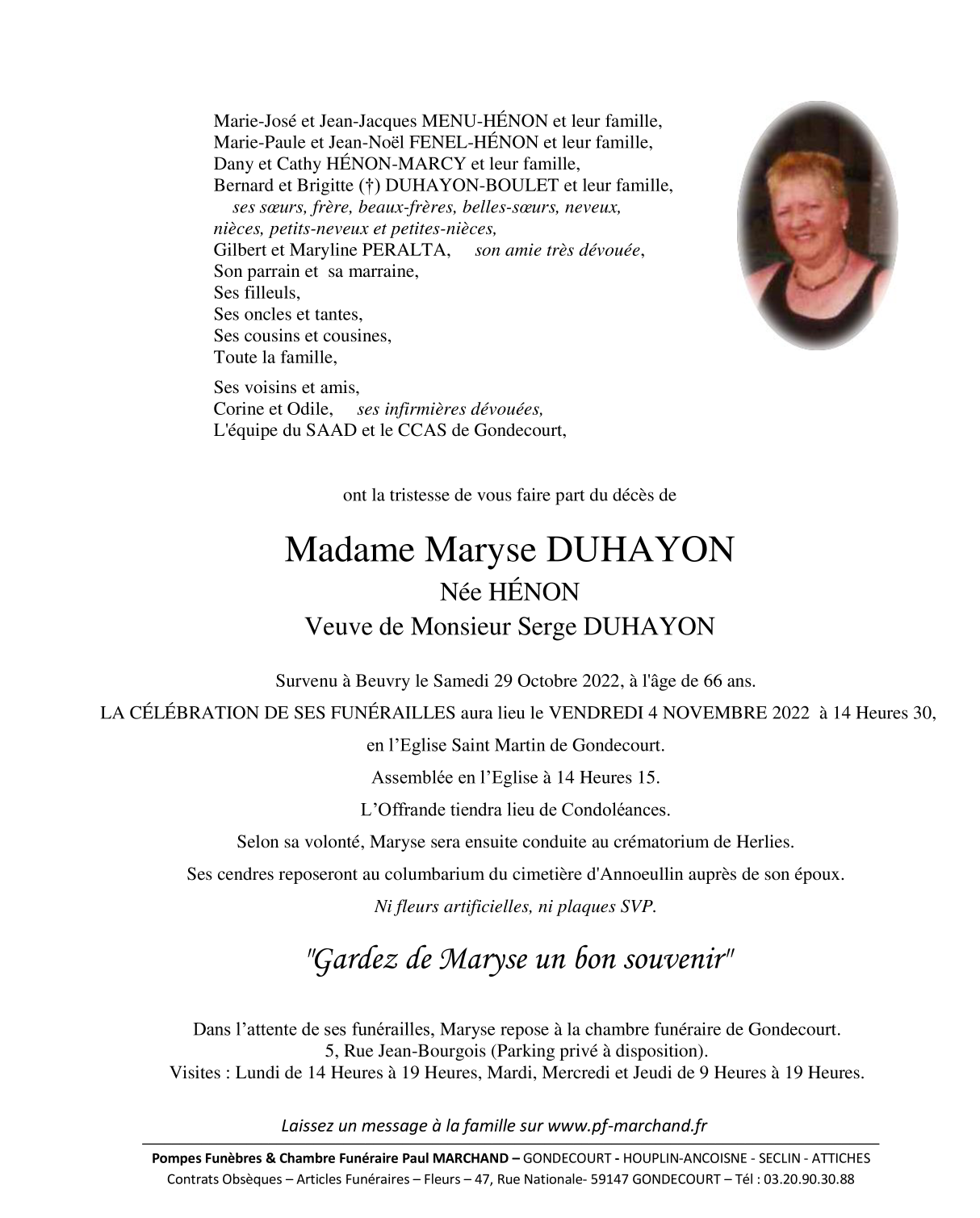 Image Pour voir le faire-part de Maryse CLIQUEZ-ICI