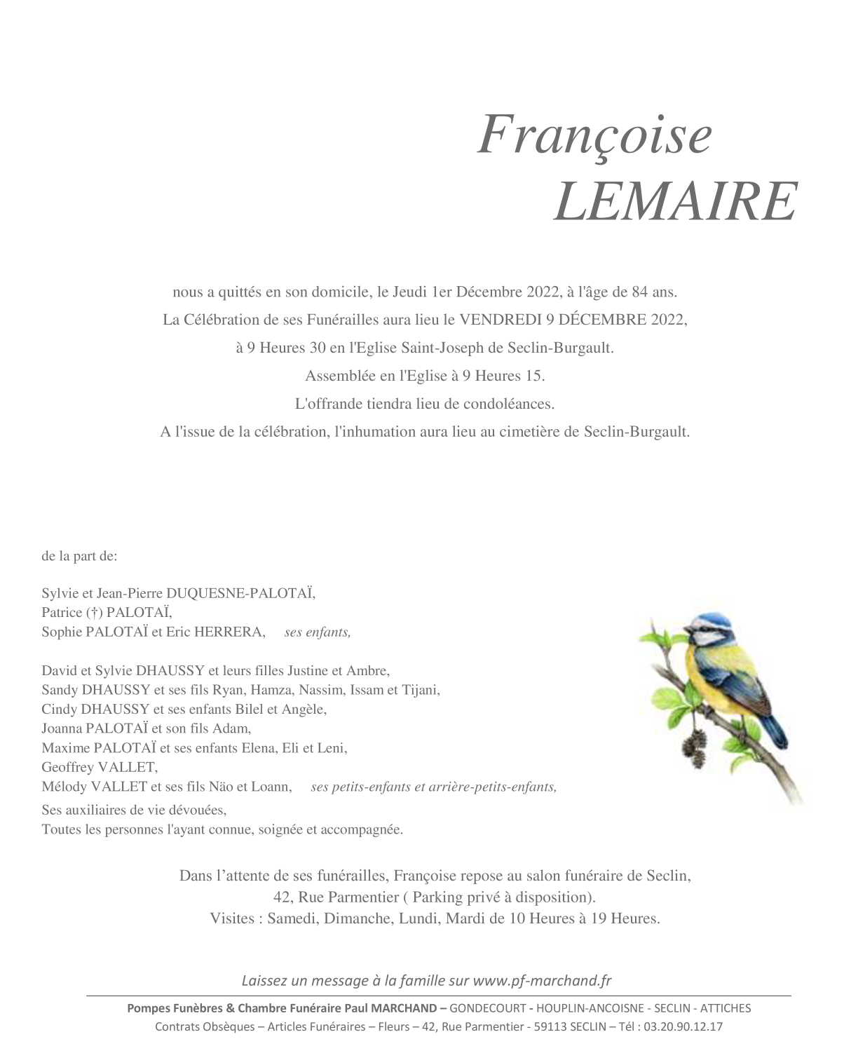 Image Pour voir le faire-part de Françoise Cliquez-ici