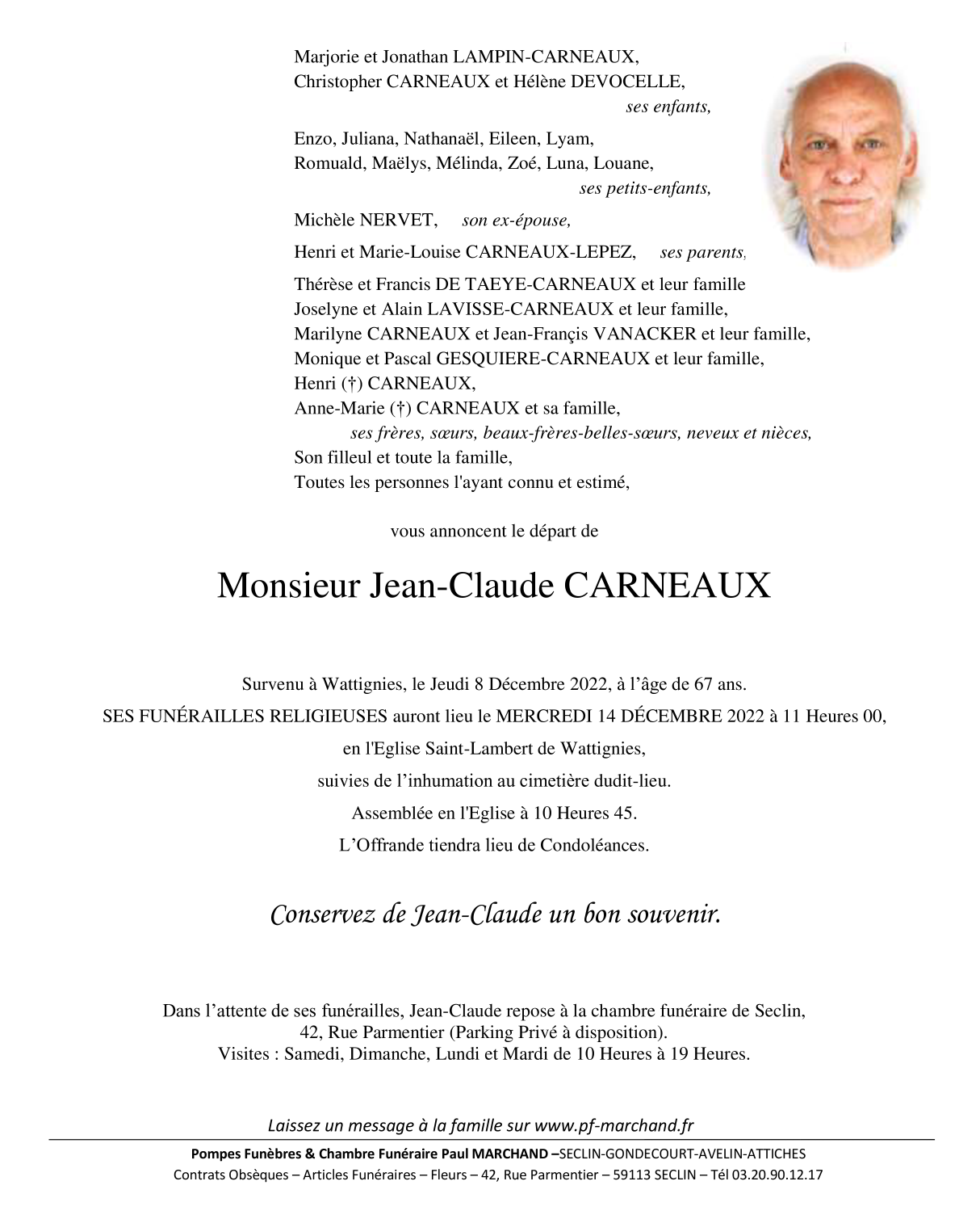 Image Pour voir le faire-part de Jean-Claude Cliquez-ici
