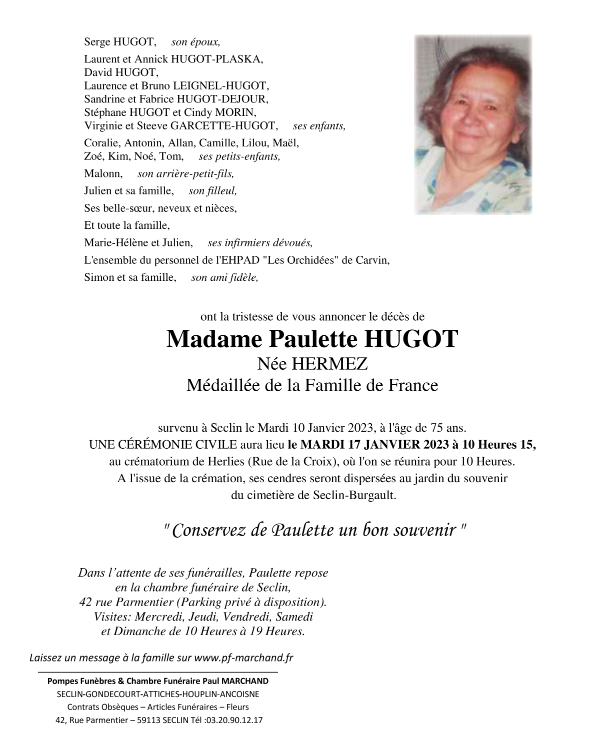 Image Pour voir le faire-part de Paulette Cliquez-ici