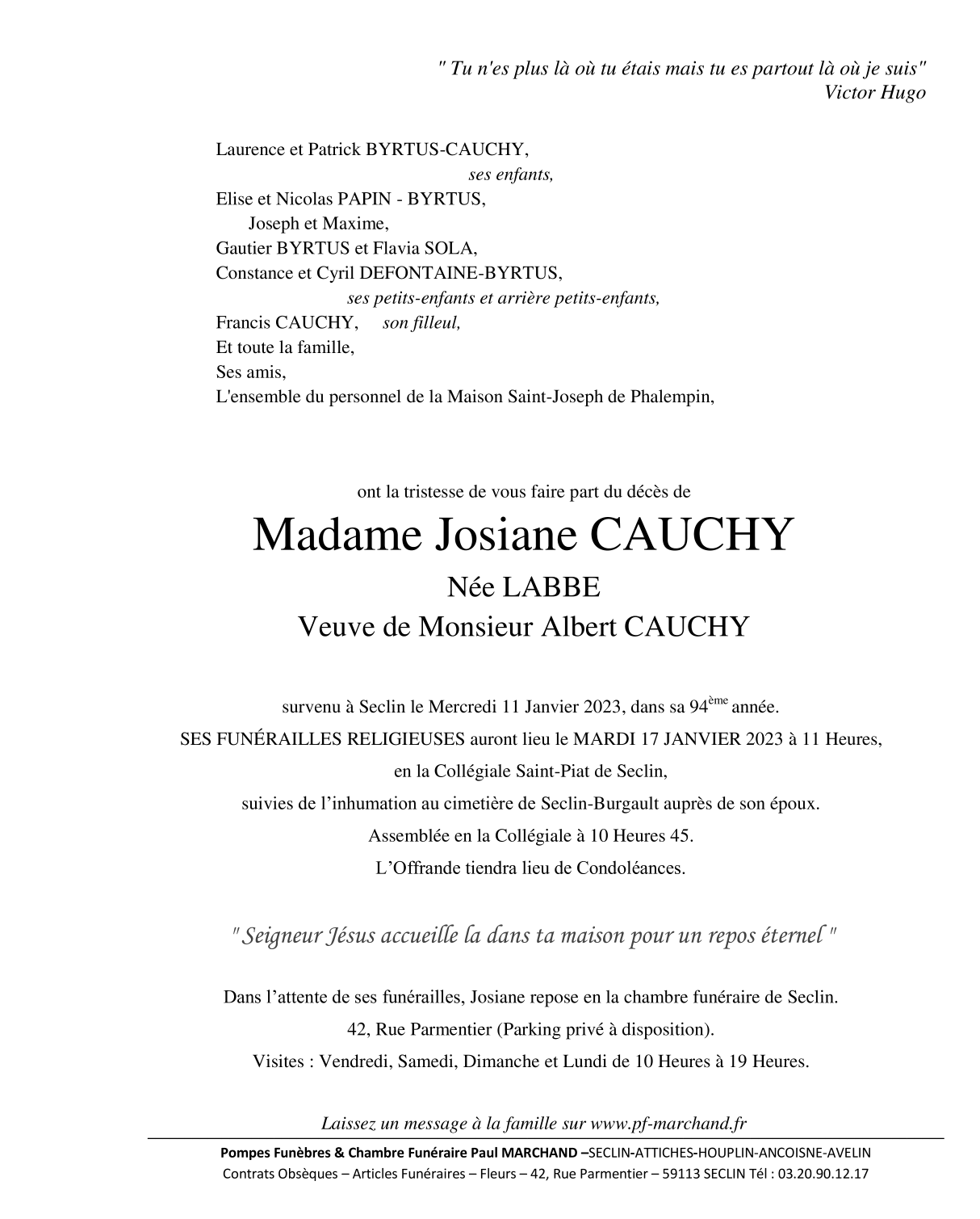 Image Pour voir le faire-part de Josiane Cliquez-ici