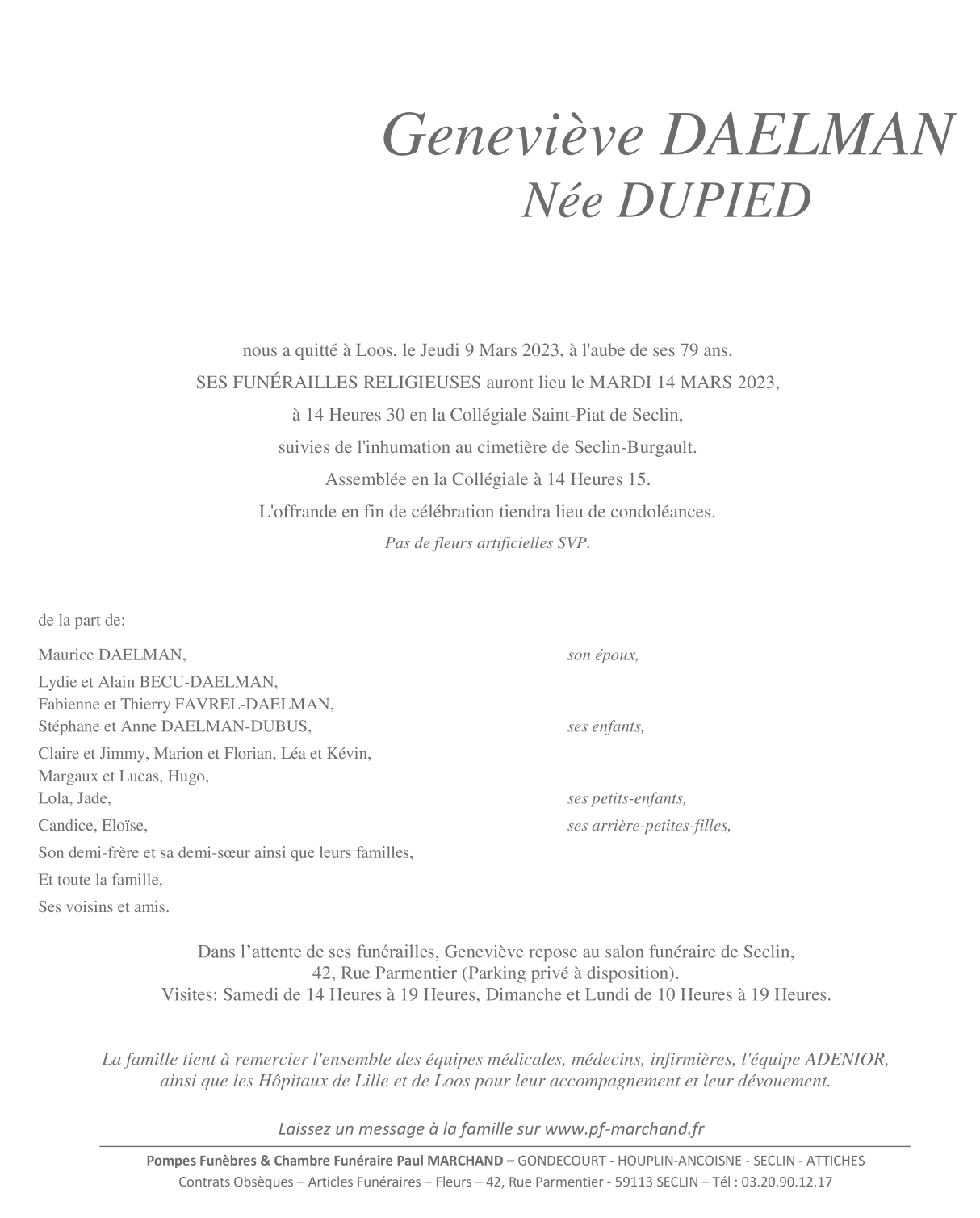 Image Pour voir le faire-part de Geneviève Cliquez-ici