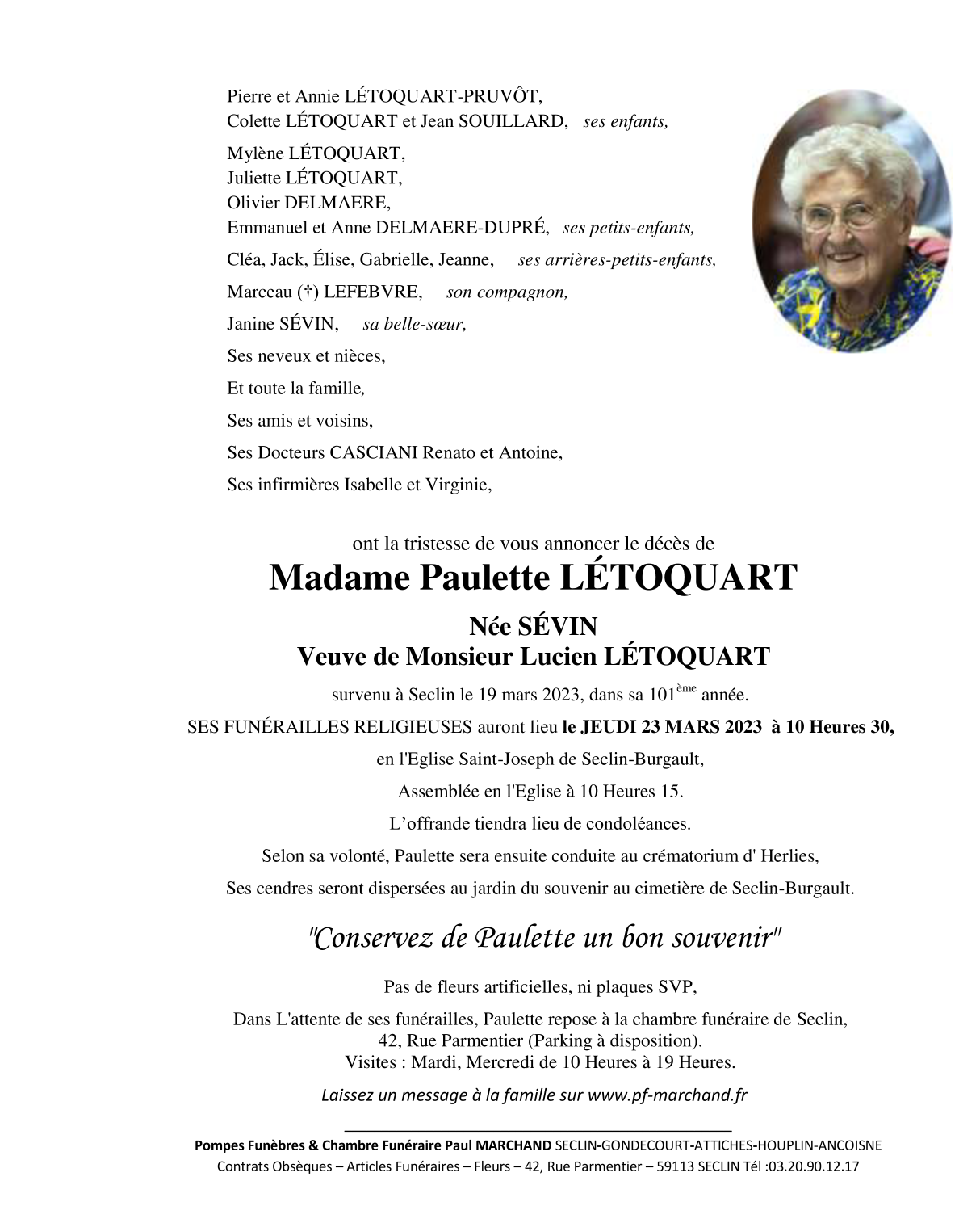 Image Pour voir le faire-part de Paulette Cliquez-ici