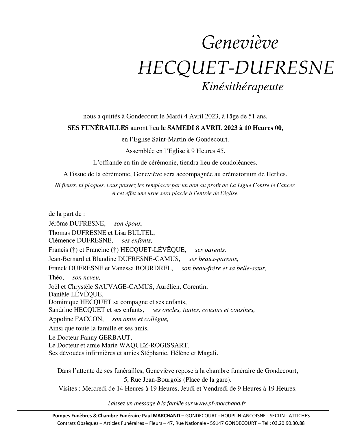 Image Annonce nécrologique de Geneviève HECQUET