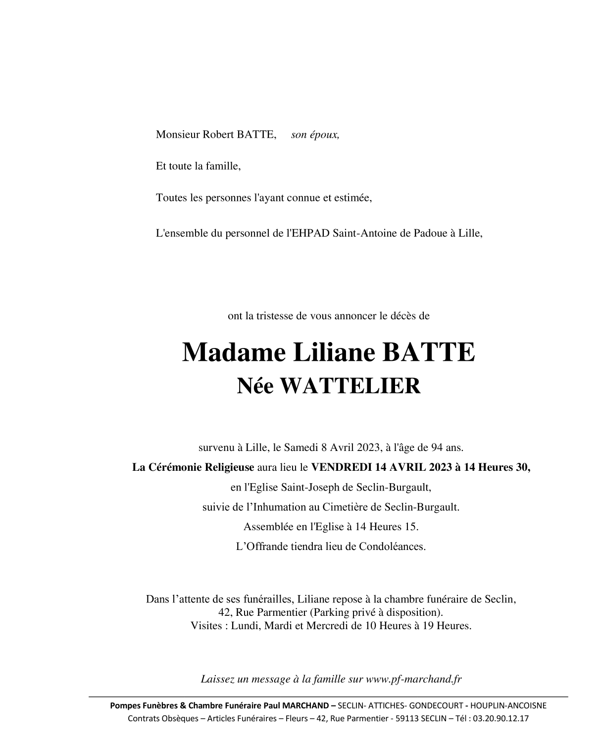 Image Pour voir le faire-part de Liliane Cliquez-ici