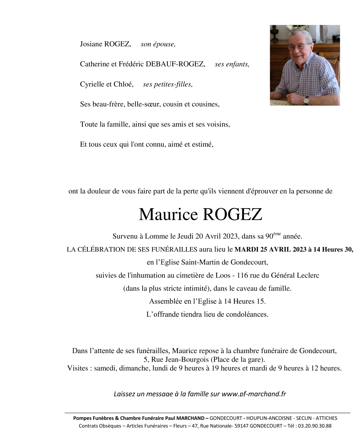 Image Annonce nécrologique de Maurice Roger
