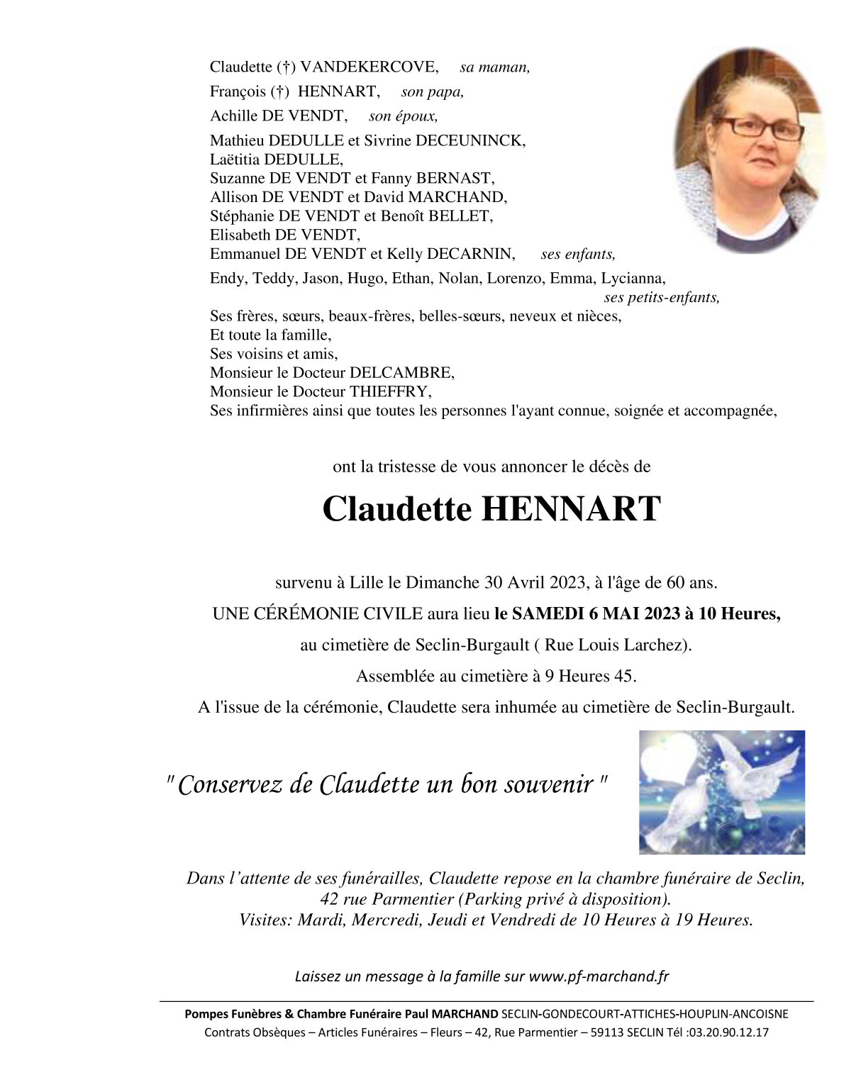 Image Pour voir le faire-part de Claudette Cliquez-ici