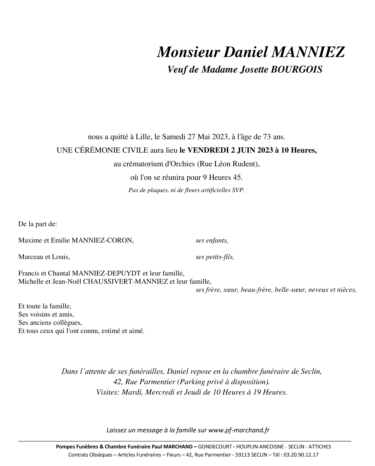 Image Pour voir le faire-part de Daniel Cliquez-ici