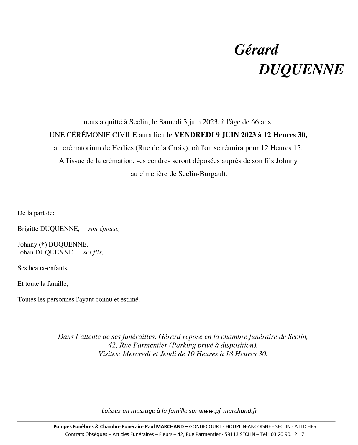 Image Pour voir le faire-part de Gérard Cliquez-ici