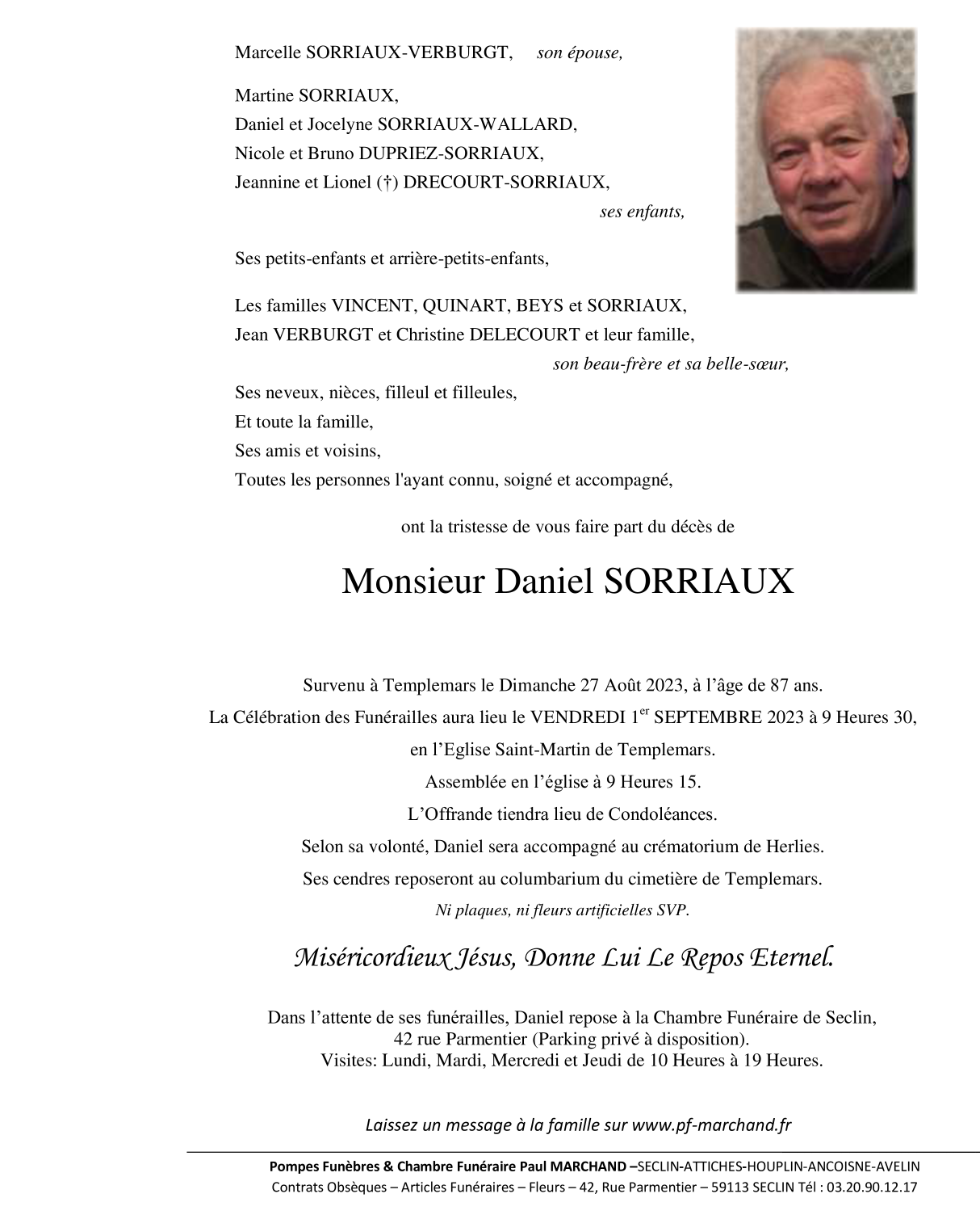 Image Pour voir le faire-part de Daniel Cliquez-ici