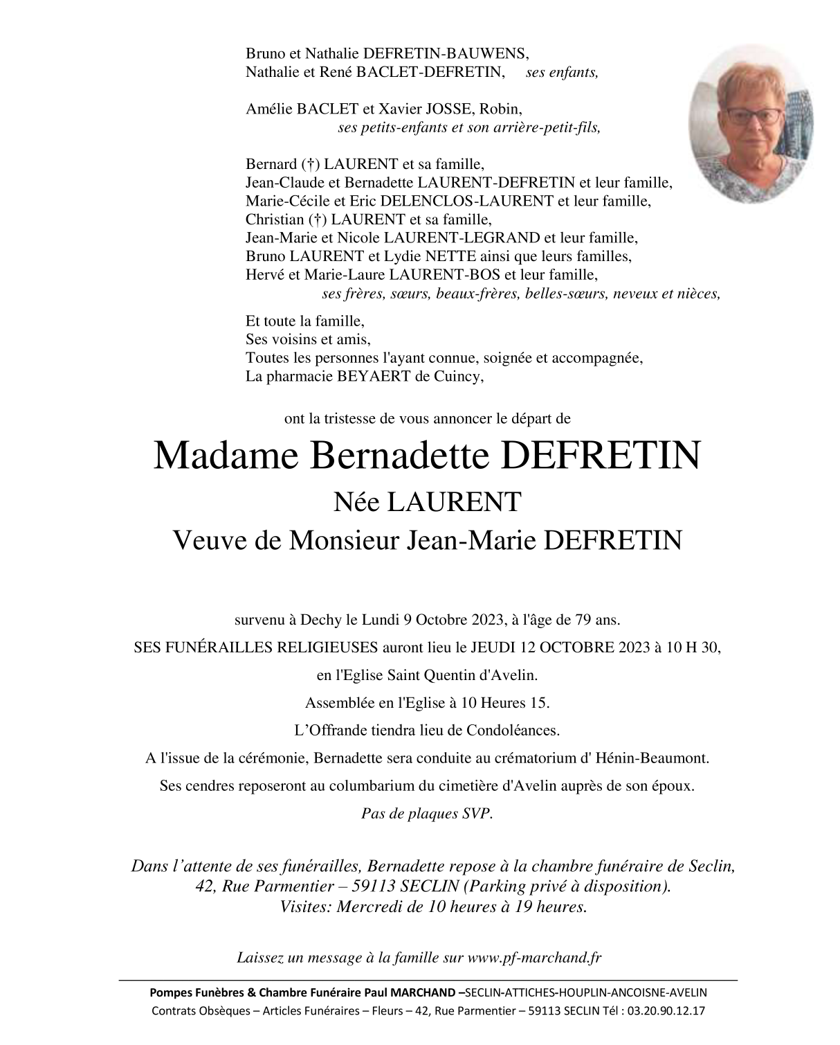 Image Pour voir le faire-part de Bernadette Cliquez-ici