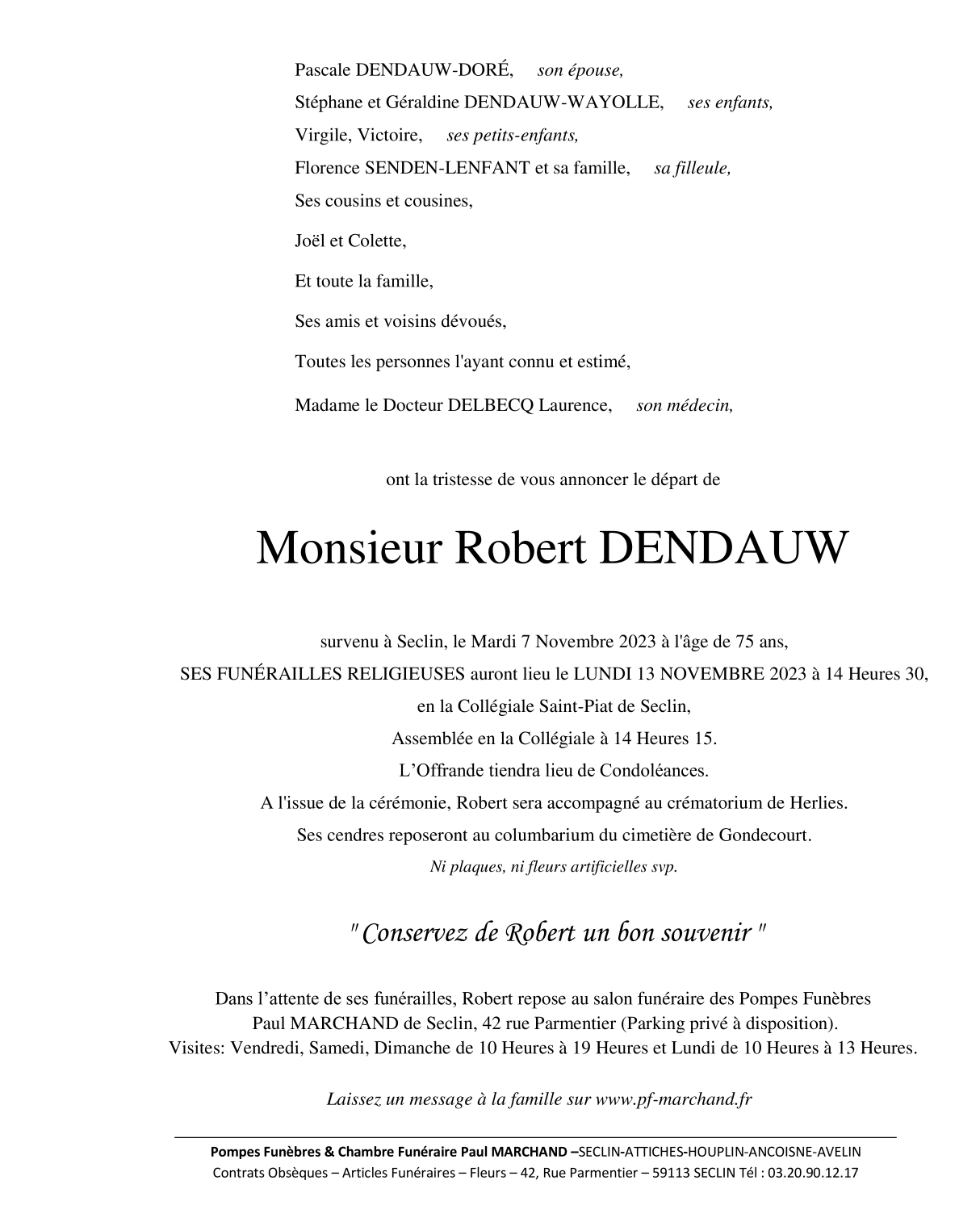 Image Pour voir le faire-part de Robert Cliquez-ici