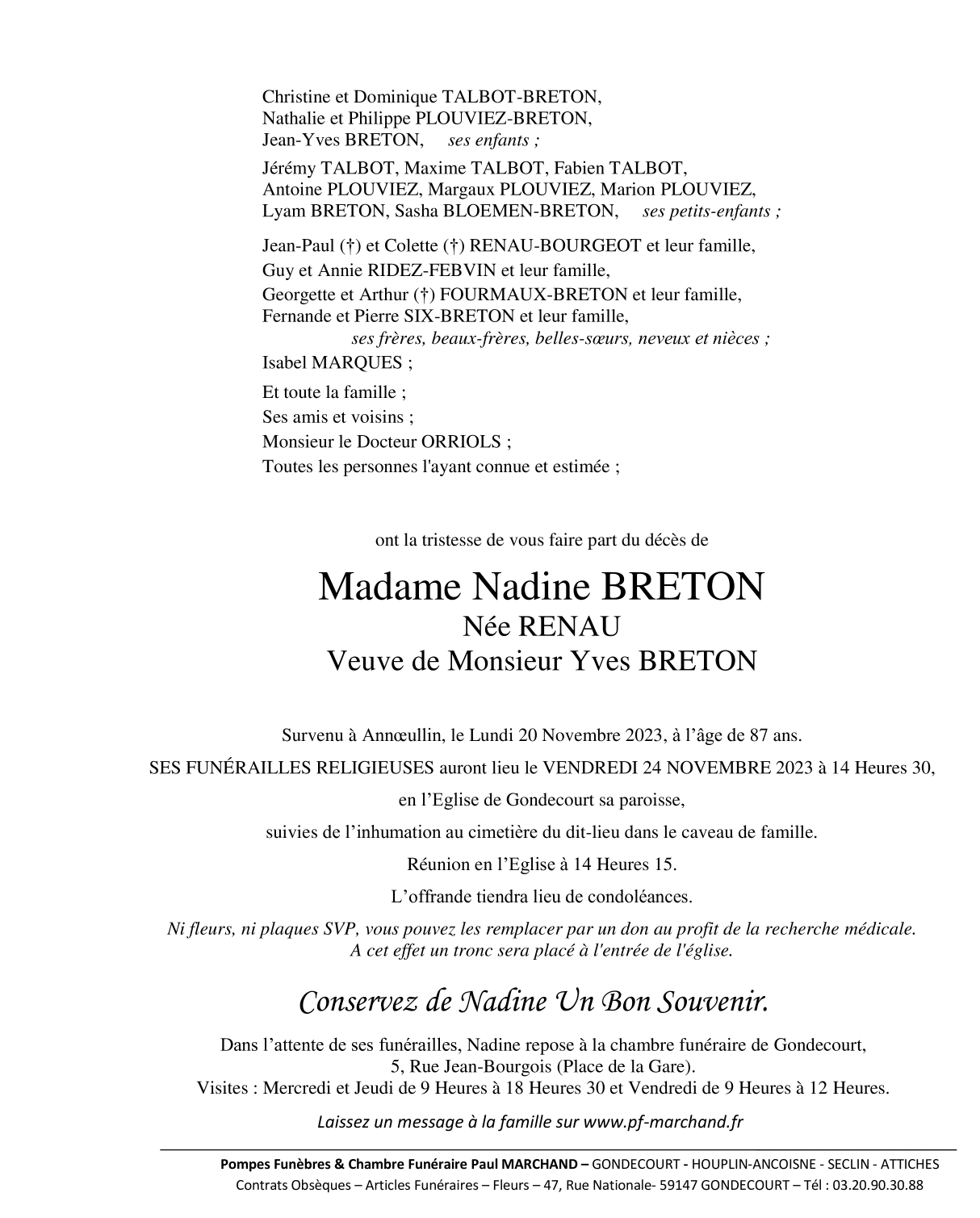 Image Pour voir le faire-part de Nadine Cliquez-ici