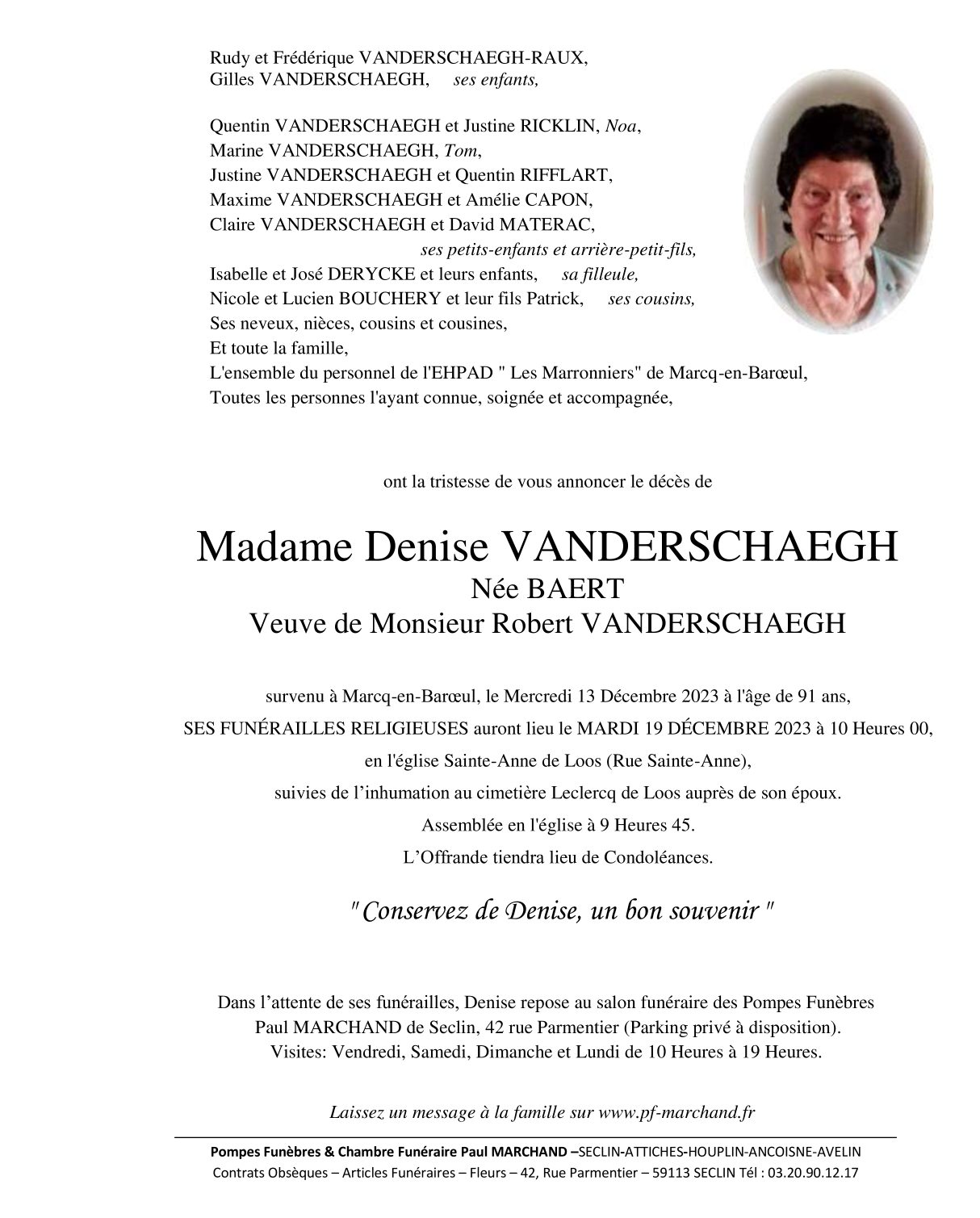 Image Pour voir le faire-part de Denise Cliquez-ici