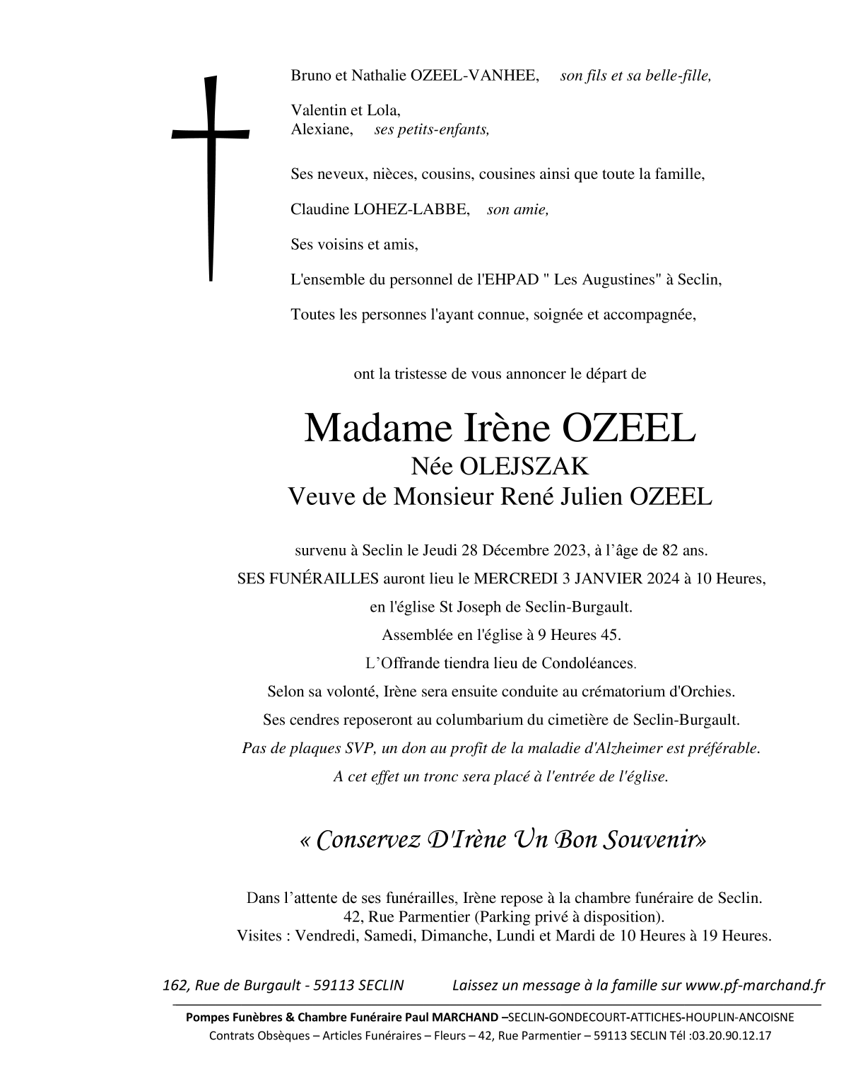 Image Pour voir le faire-part d'Irène Cliquez-ici