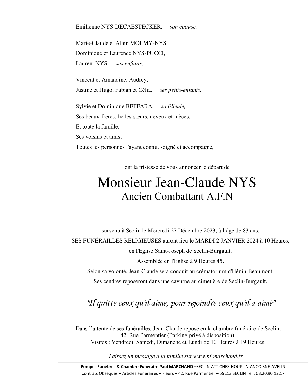 Image Pour voir le faire-part de Jen-Claude Cliquez-ici