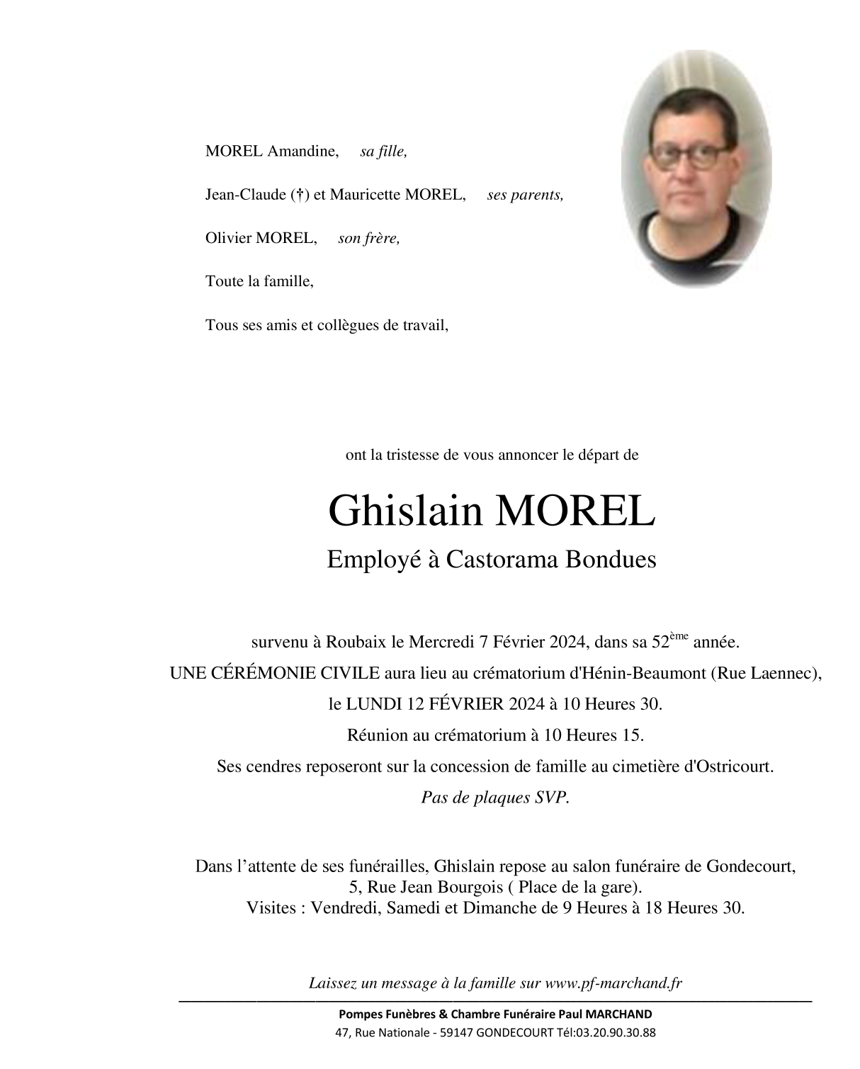 Image Pour voir le faire part de Ghislain CLIQUEZ-ICI