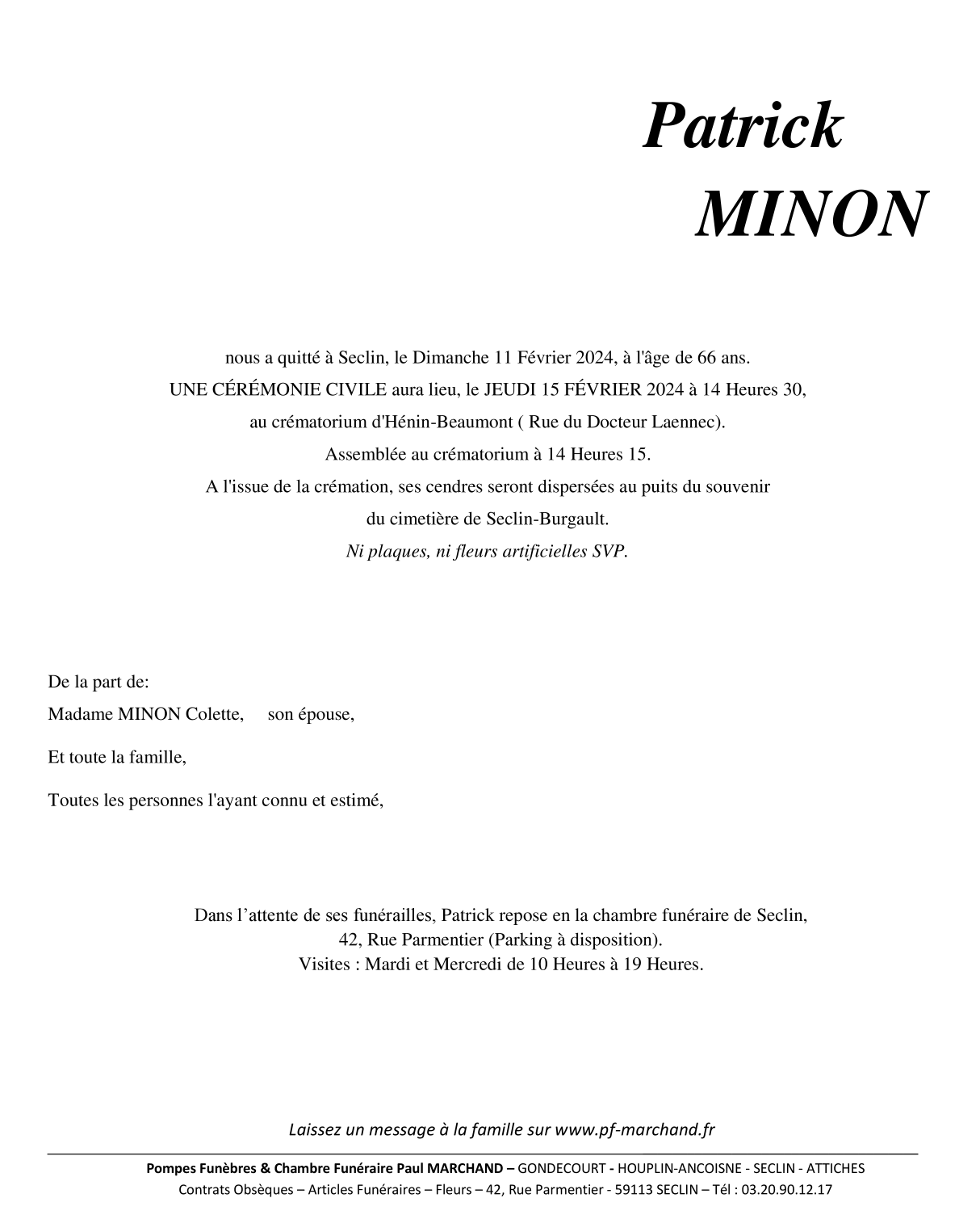 Image Pour voir le faire-part de Patrick Cliquez-ici