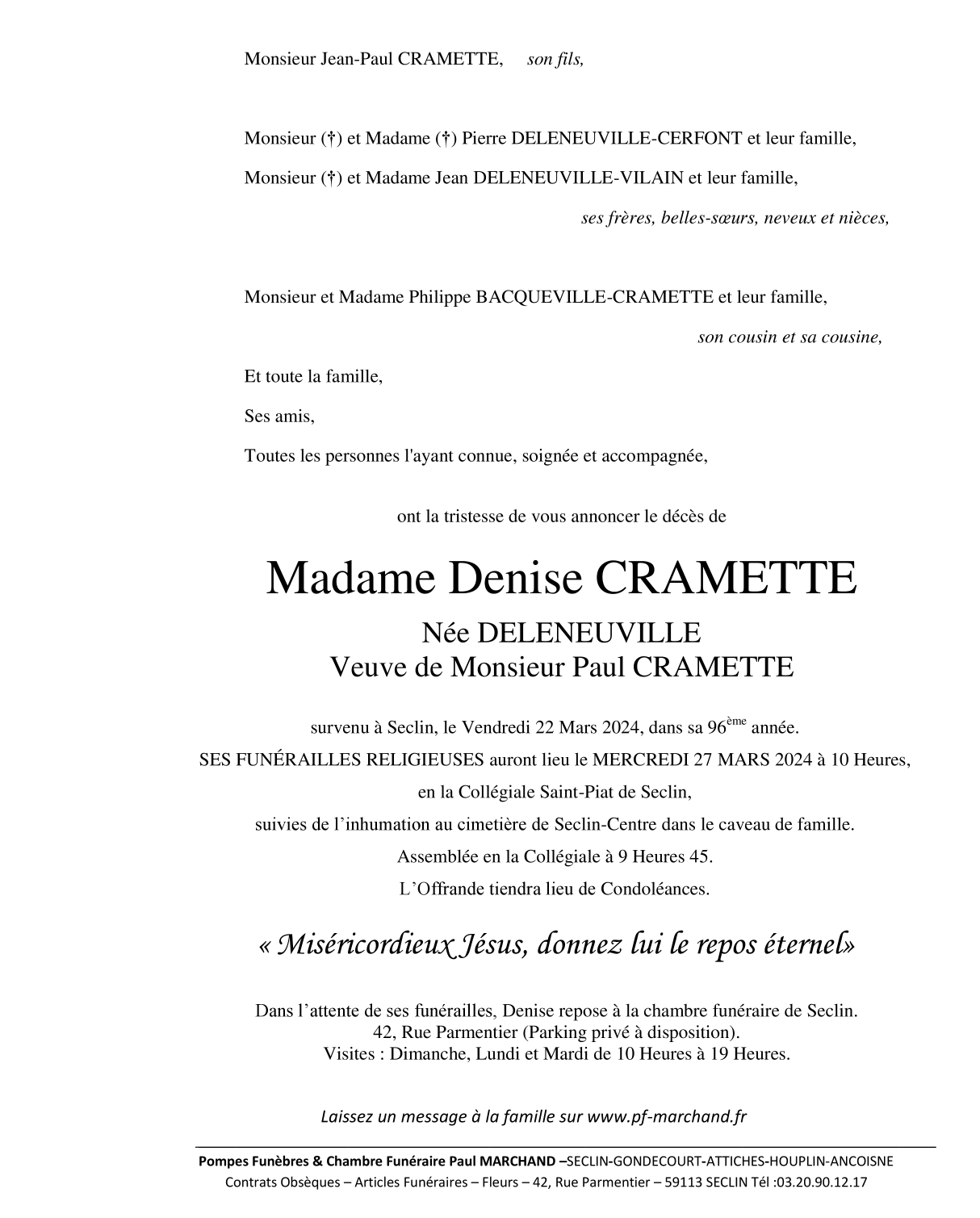 Image Pour voir le faire-part de Denise CLIQUEZ ICI 