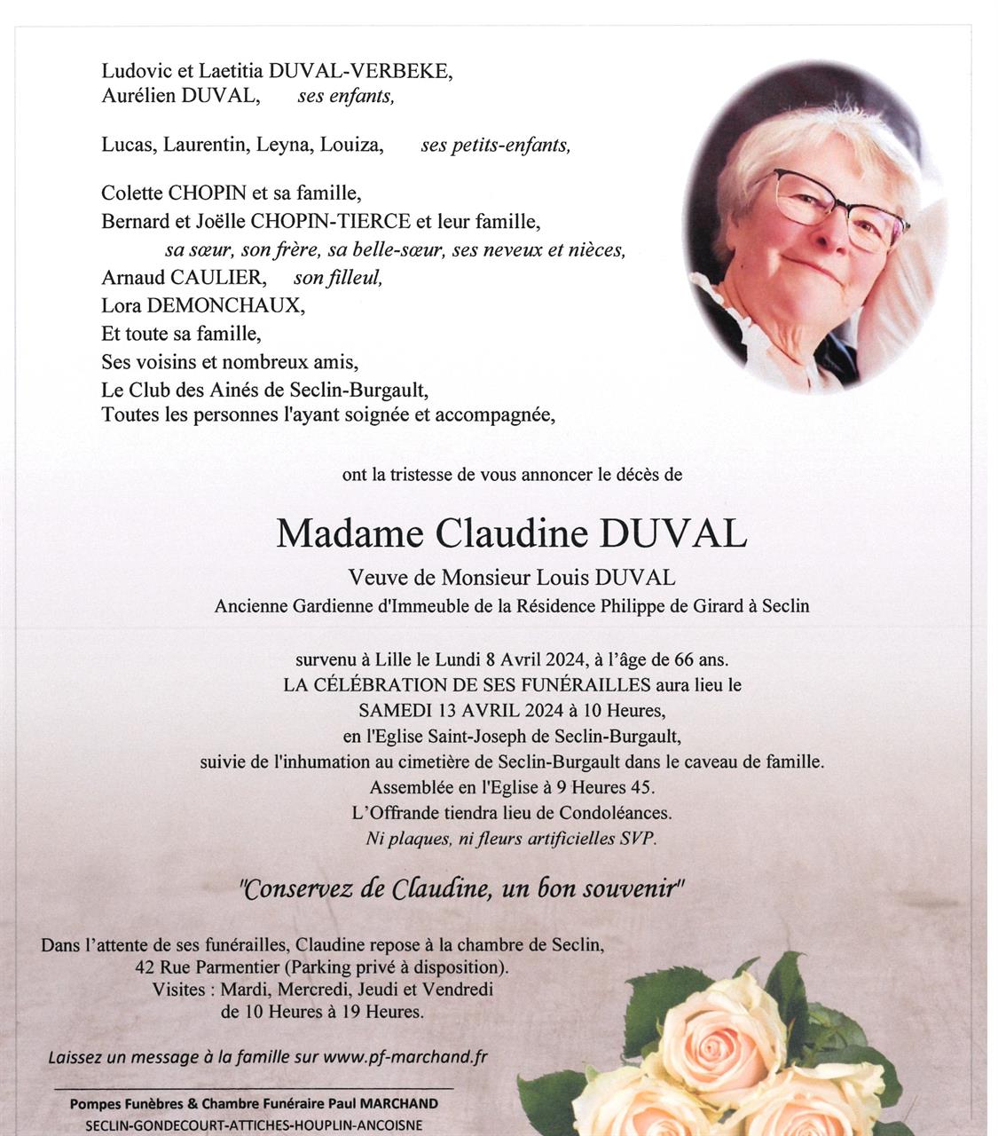 Image Pour voir le faire-part de Claudine CLIQUEZ ICI 
