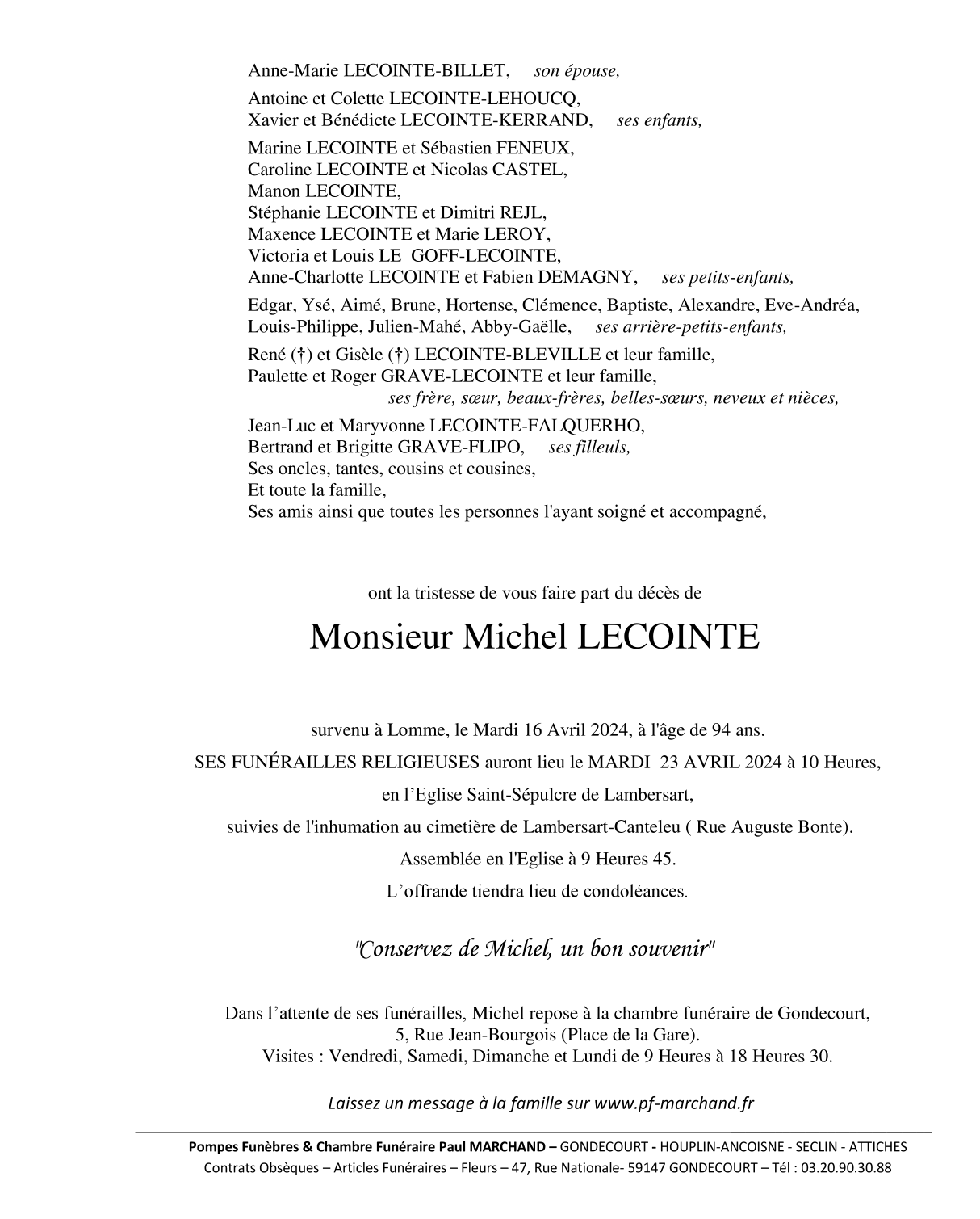 Image Pour voir le faire-part de Michel Cliquez-ici