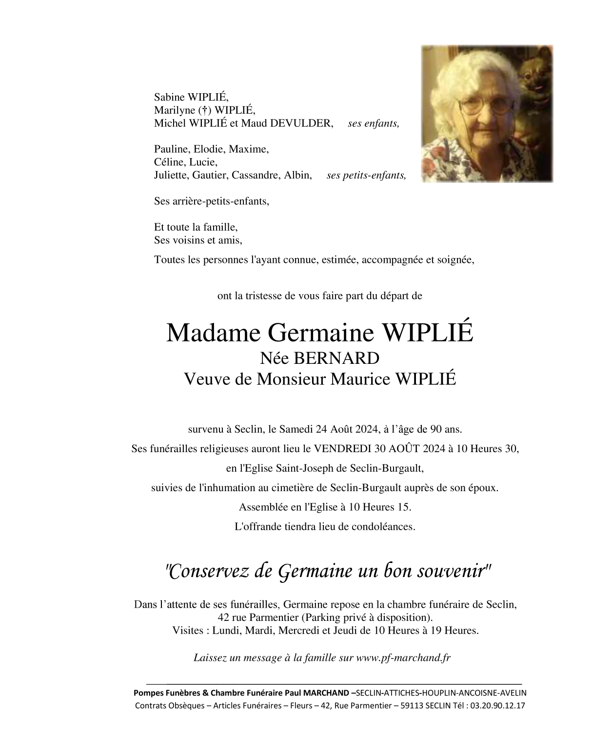 Image Pour voir le faire-part de Germaine CLIQUEZ ICI 