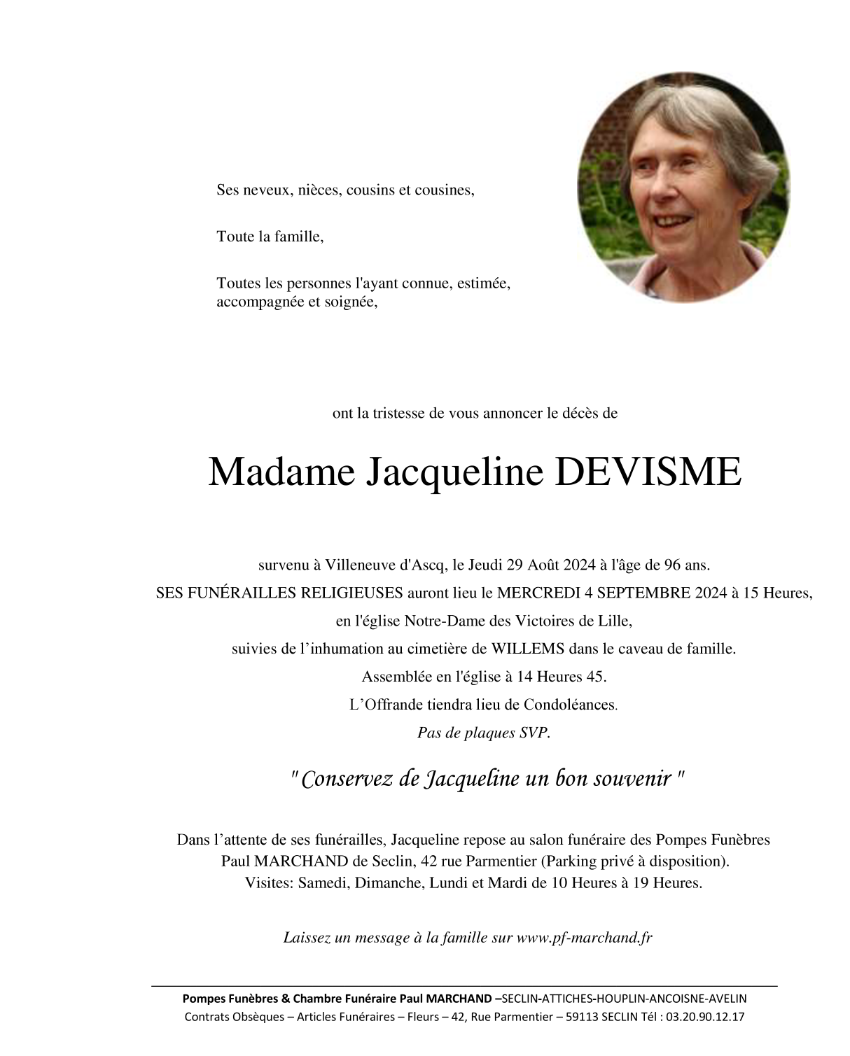 Image Pour voir le faire-part de Jacqueline CLIQUEZ ICI 