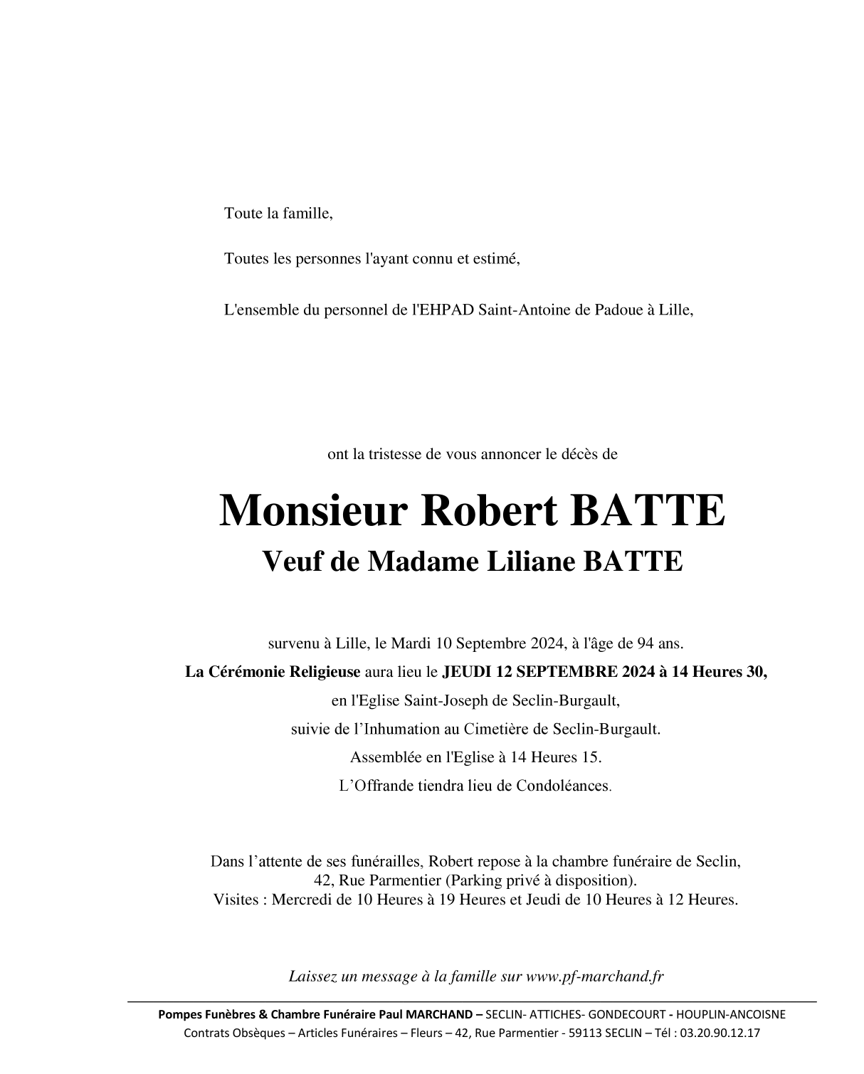 Image Pour voir le faire-part de Robert CLIQUEZ ICI 
