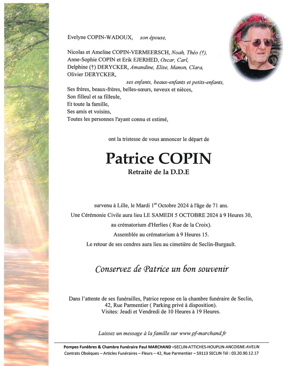 Image Pour voir le faire-part de Patrice CLIQUEZ ICI 