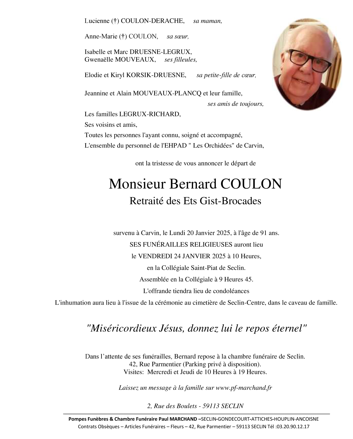Image Pour voir le faire-part de Bernard CLIQUEZ ICI 