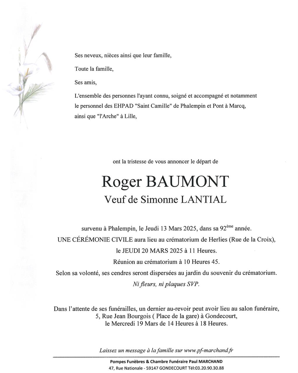 Image Pour voir le faire-part de Roger CLIQUEZ ICI 