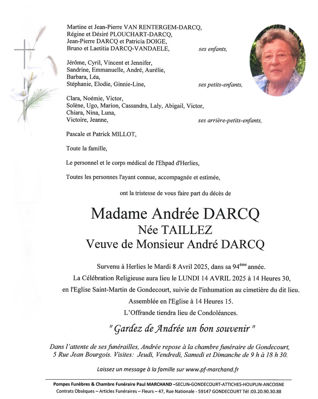 Image Pour voir le faire-part d' Andrée CLIQUEZ ICI 