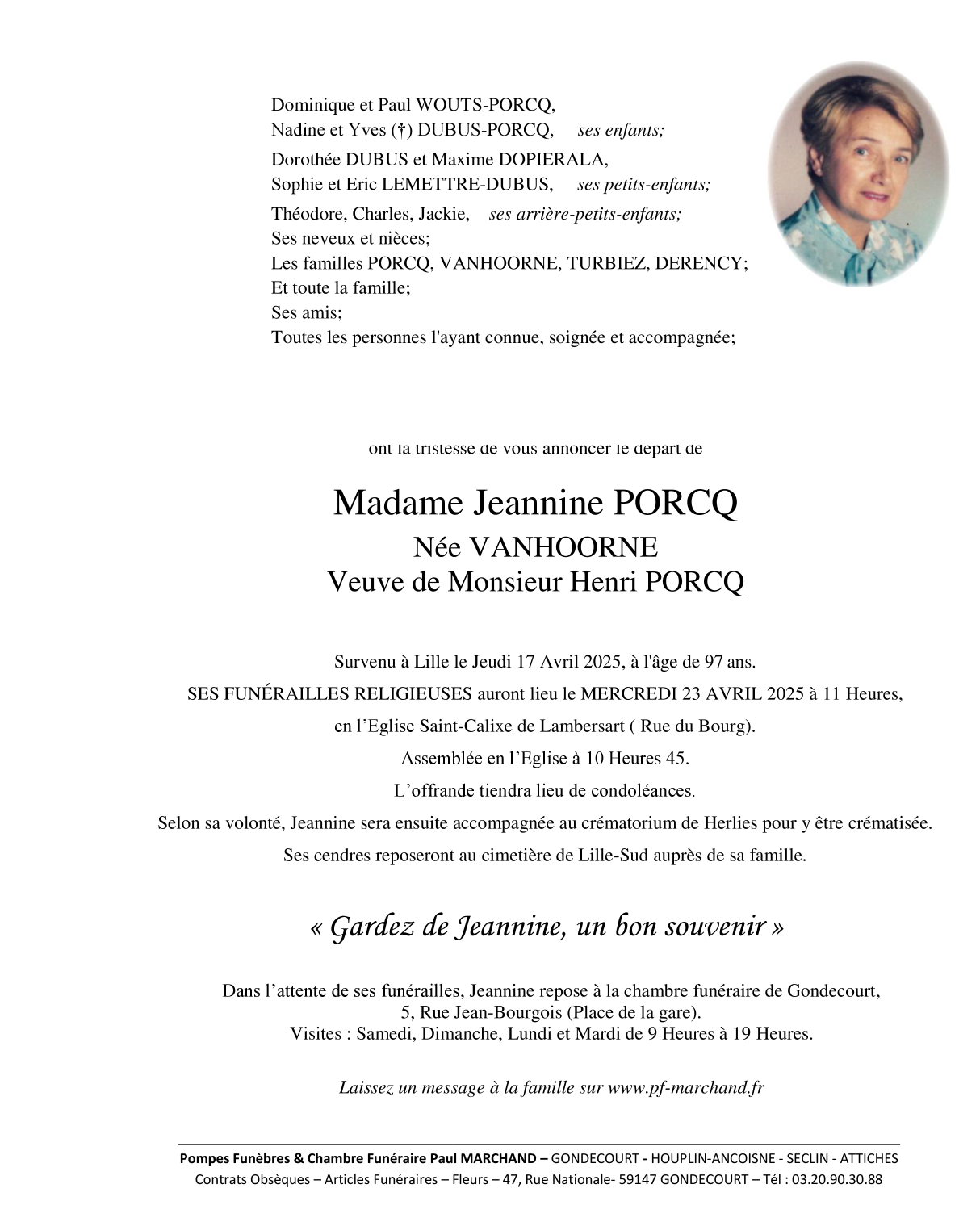 Image Pour voir le faire-part de Jeannine CLIQUEZ ICI 