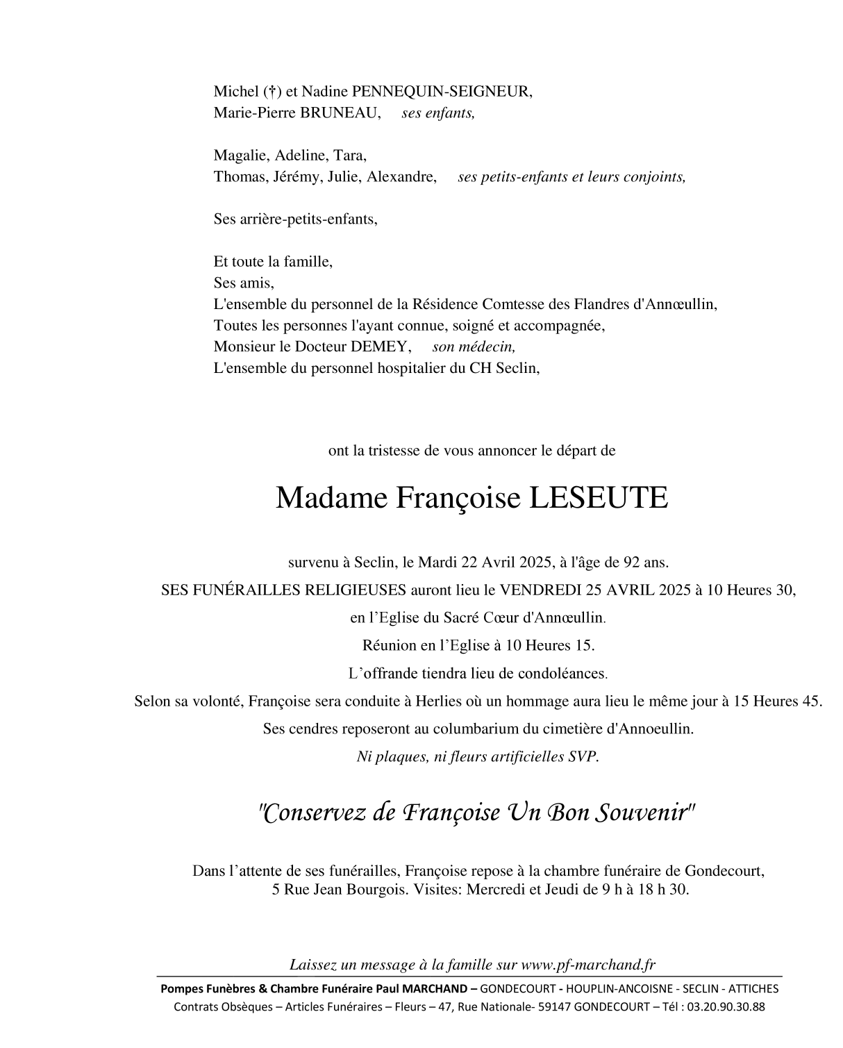 Image Pour voir le faire-part de Françoise CLIQUEZ-ICI