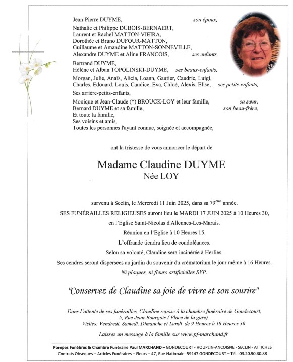 Image Pour voir le faire-part de Claudine CLIQUEZ ICI 