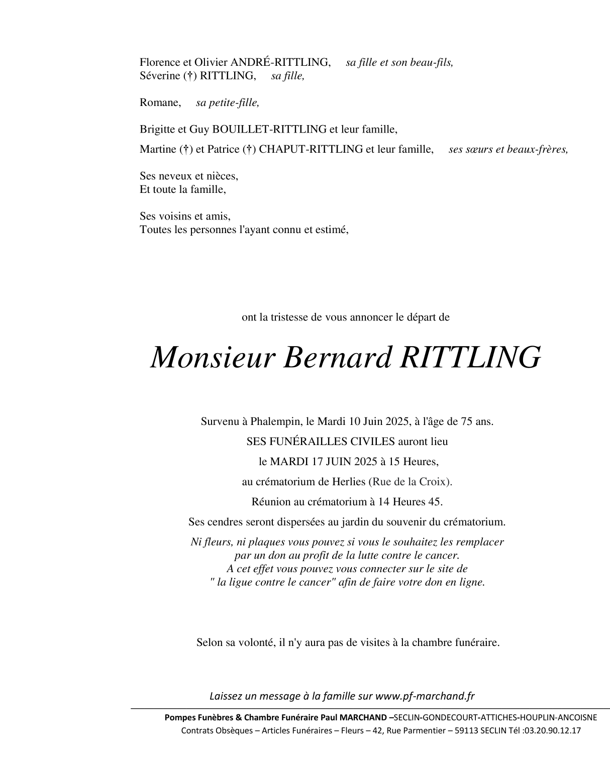 Image Pour voir le faire-part de Bernard CLIQUEZ ICI 