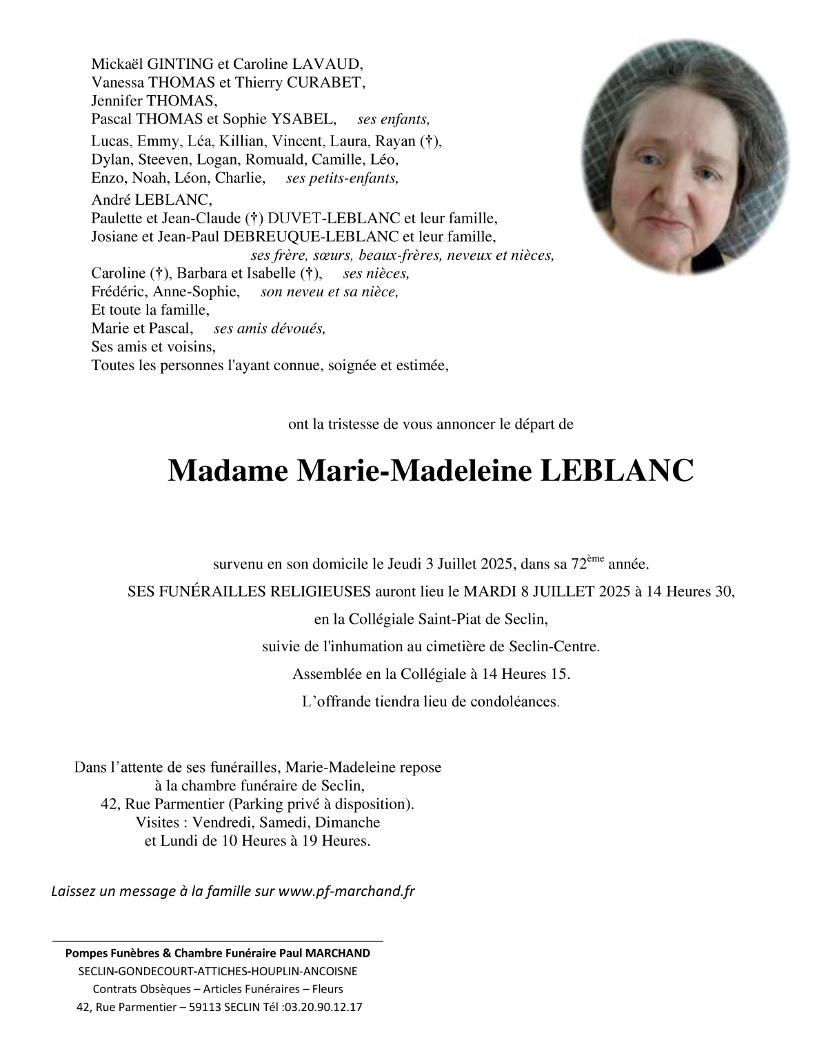 Image Pour voir le faire-part de Marie-Madeleine CLIQUEZ ICI 