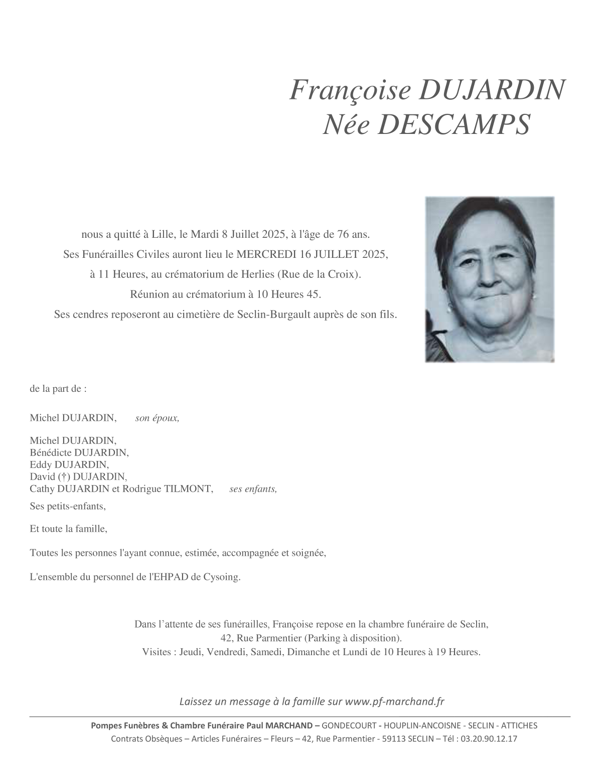Image Pour voir le faire-part de Françoise CLIQUEZ ICI 