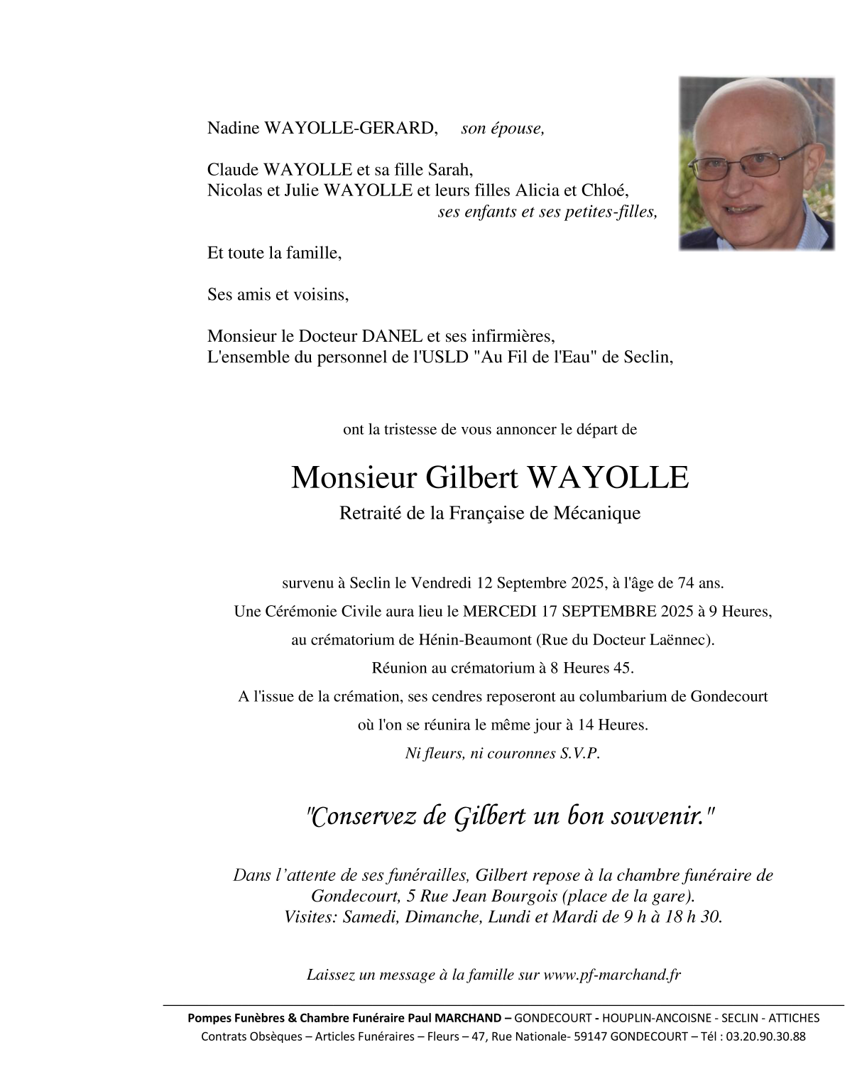 Image Faire-part de Gilbert