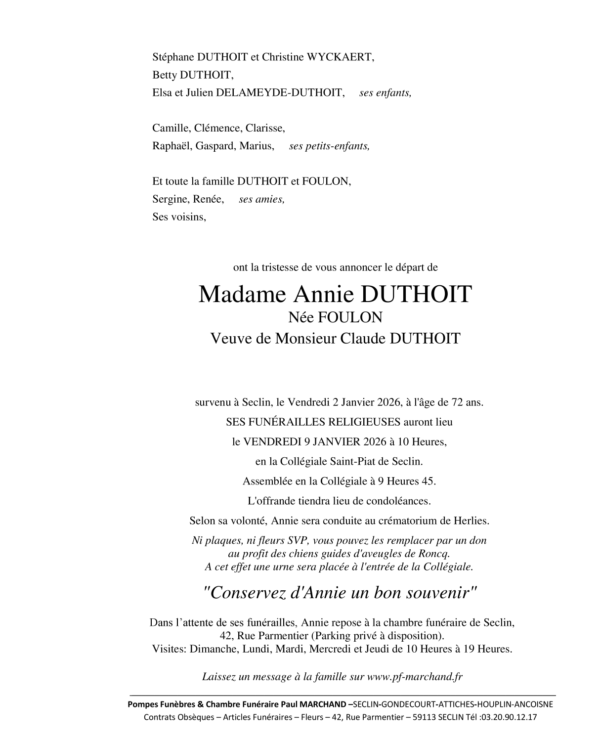 Image Faire-part d'Annie