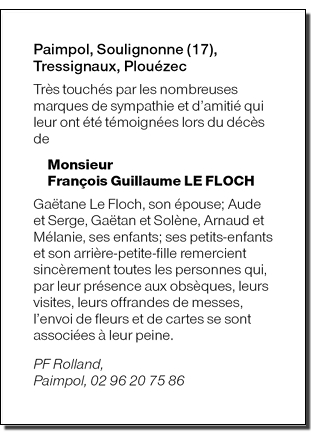 Image Annonce nécrologique de remerciements