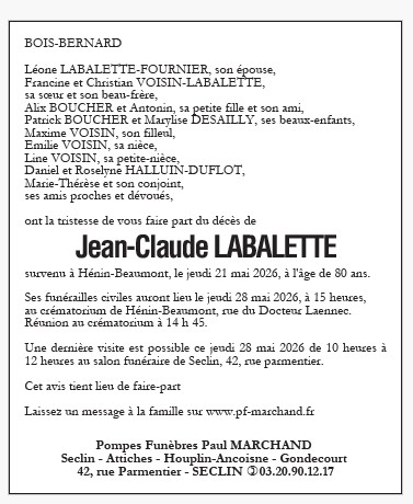 Image Faire-part de Jean-Claude