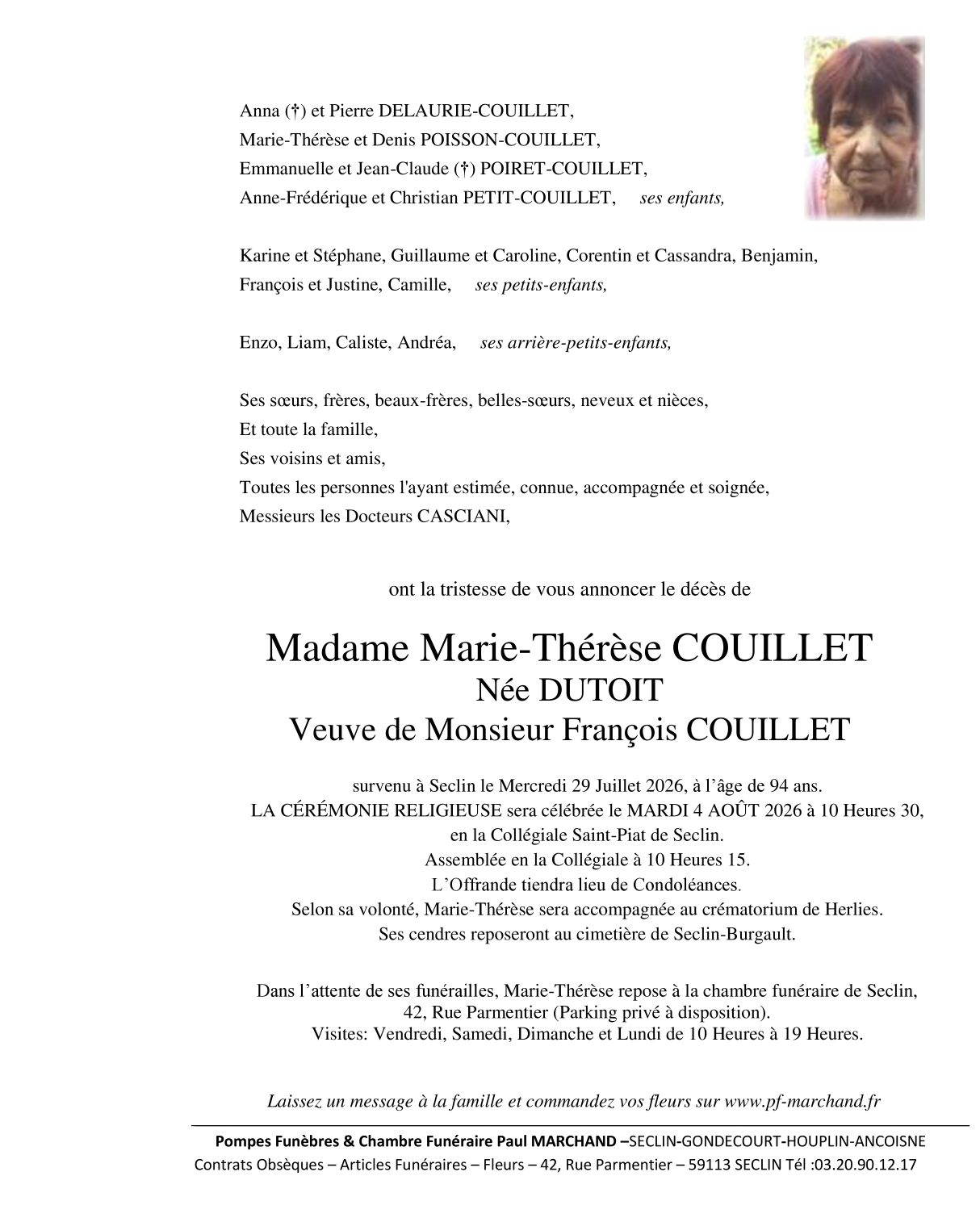 Image Faire-part de Marie-Thérèse